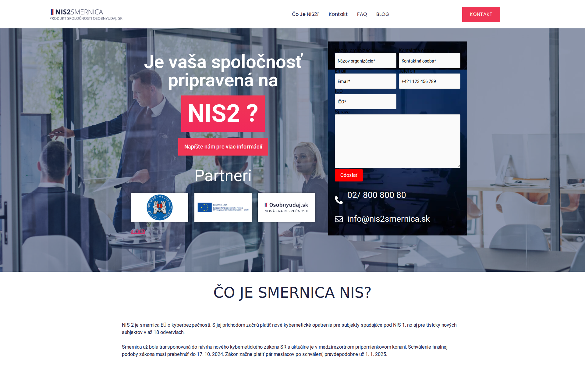 Náhľad webu nis2smernica.sk