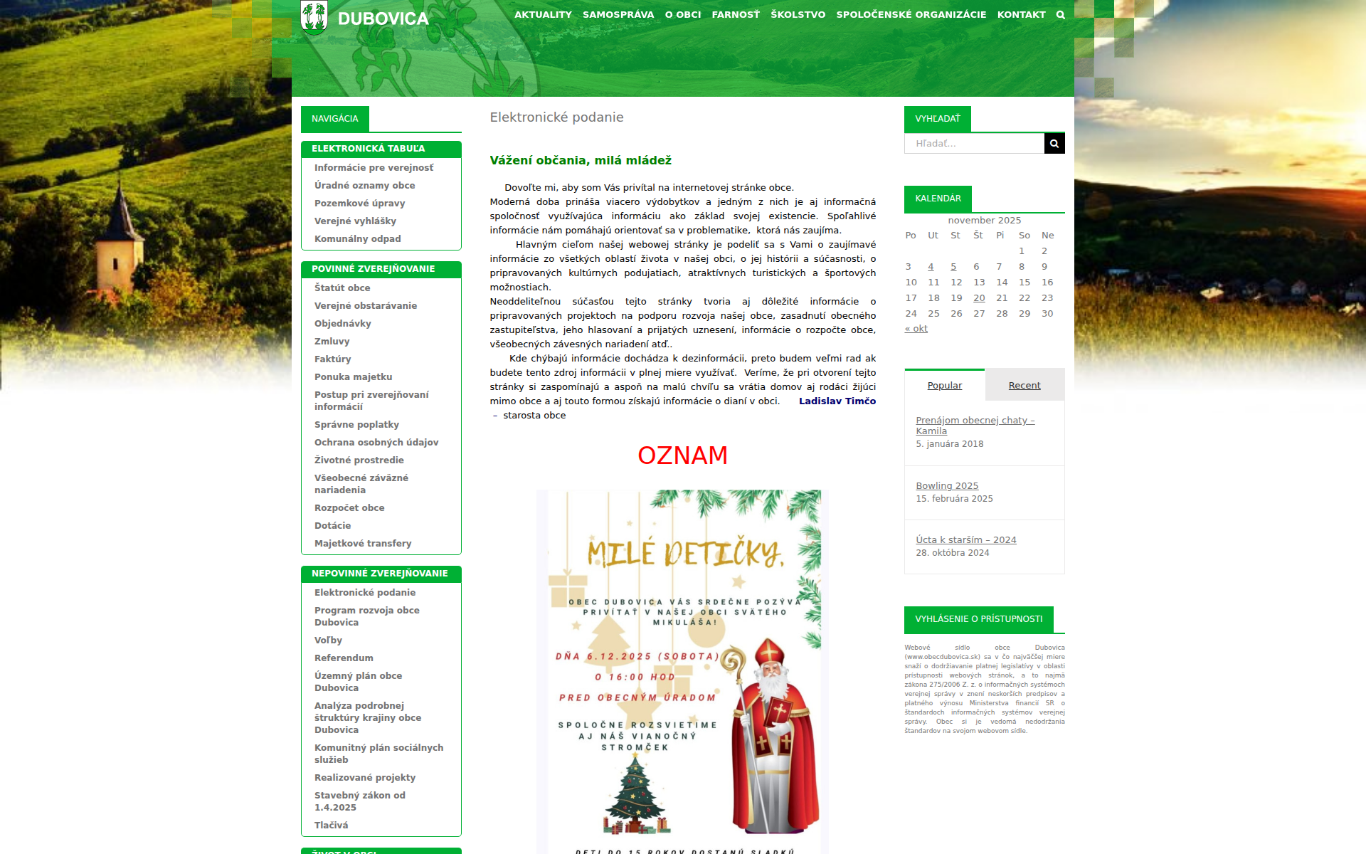 Náhľad webu obecdubovica.sk