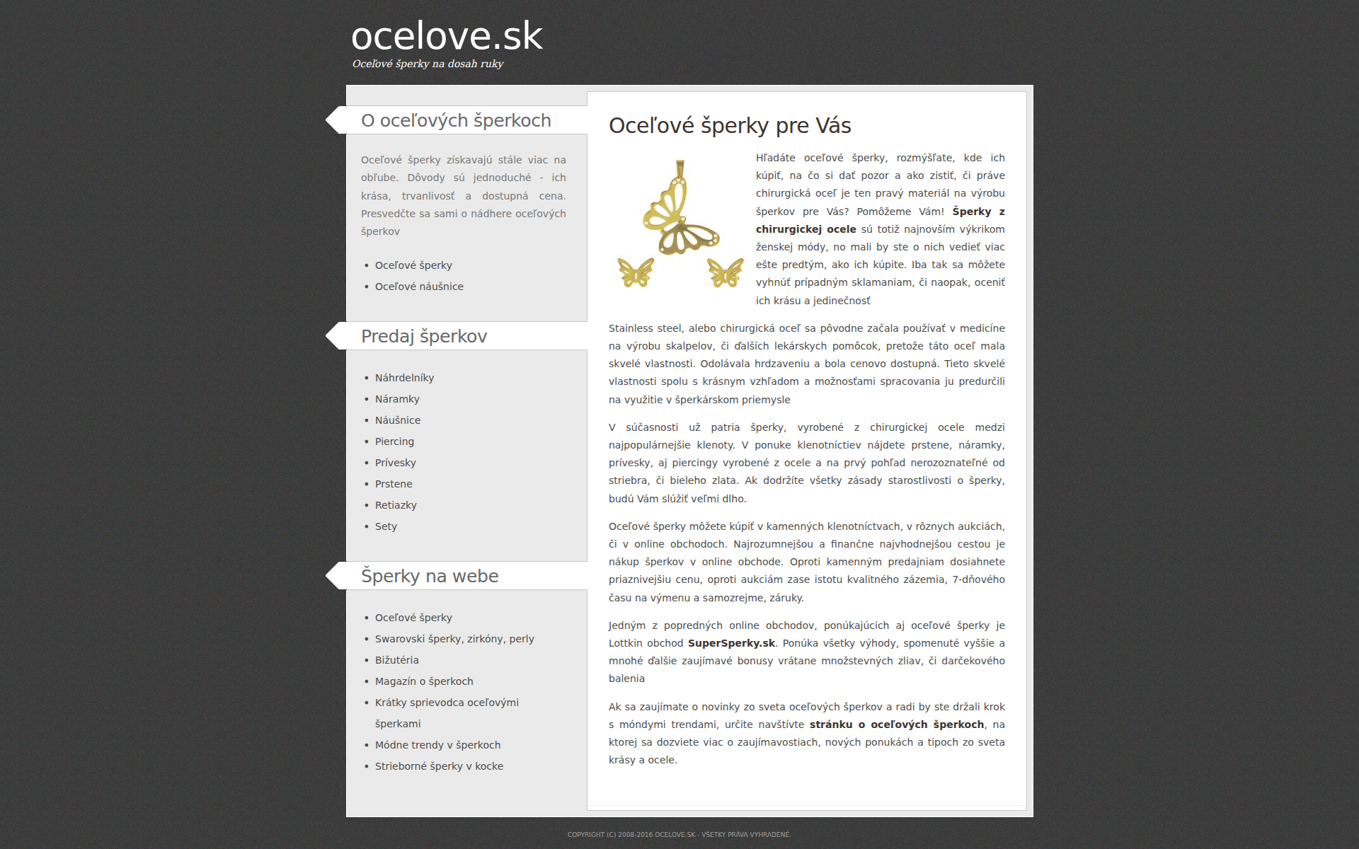 Náhľad webu ocelove.sk