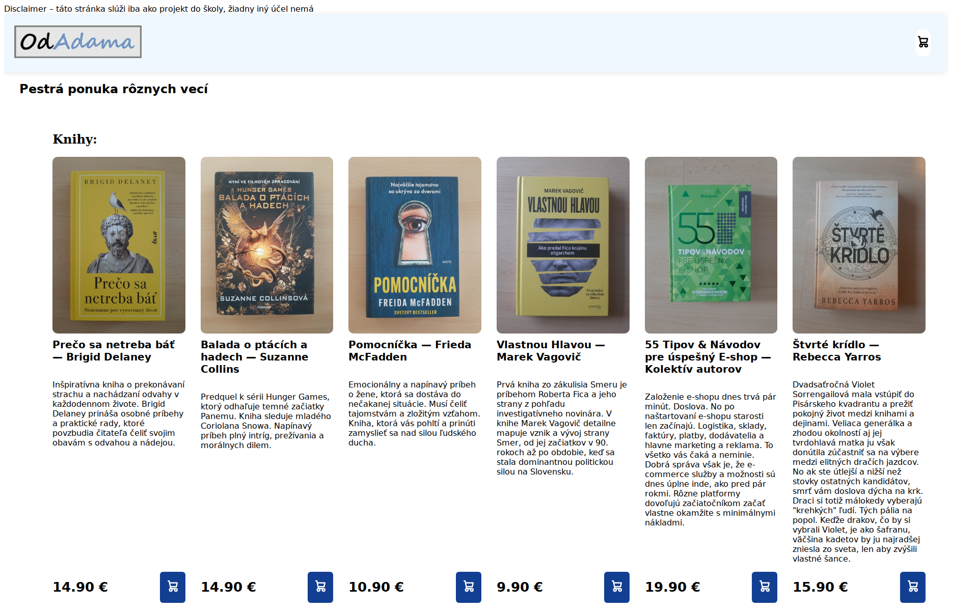 Náhľad webu odadama.sk
