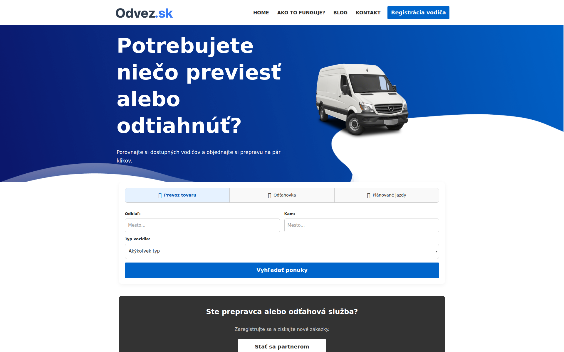 Náhľad webu odvez.sk