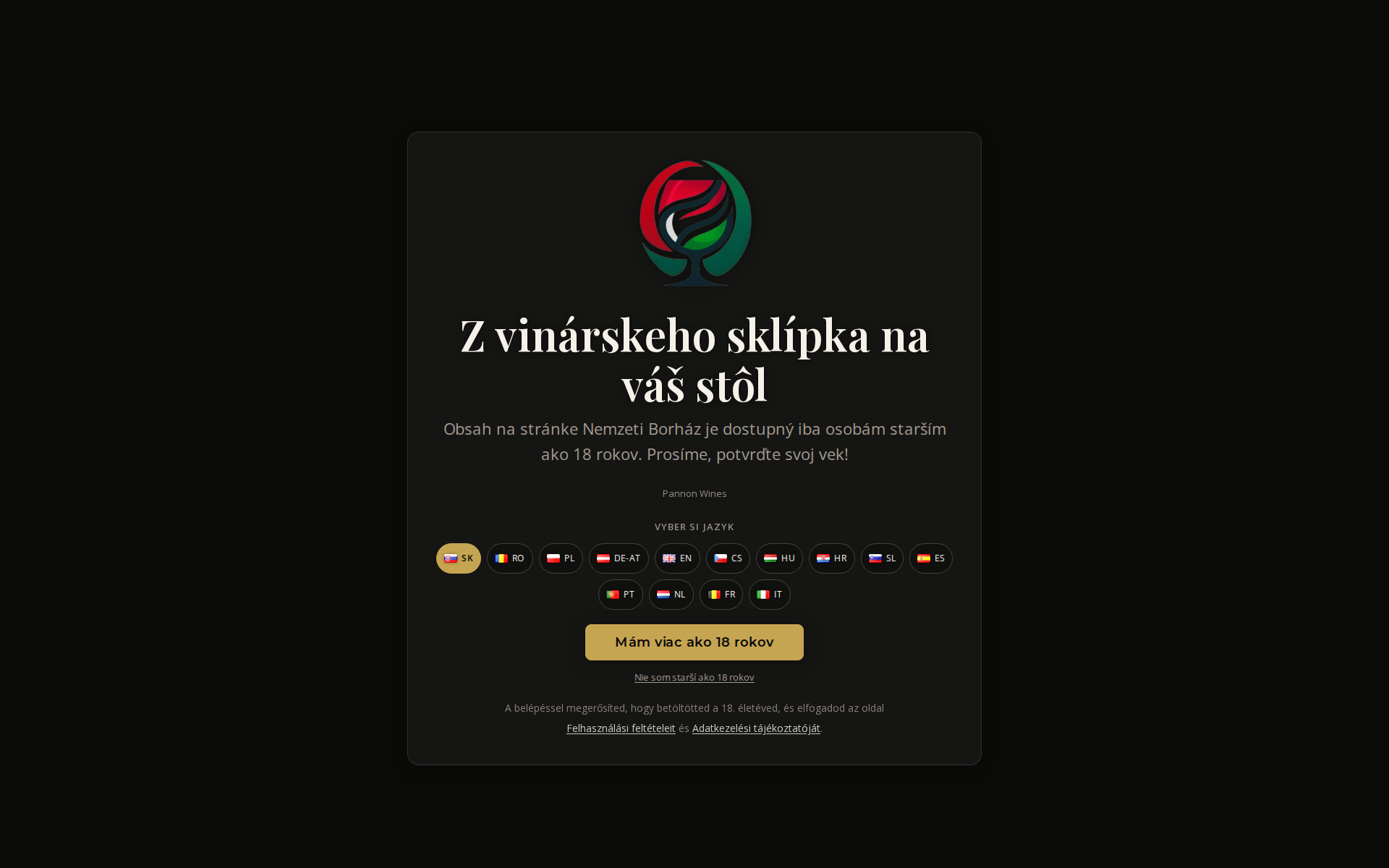 Náhľad webu pannonwines.sk