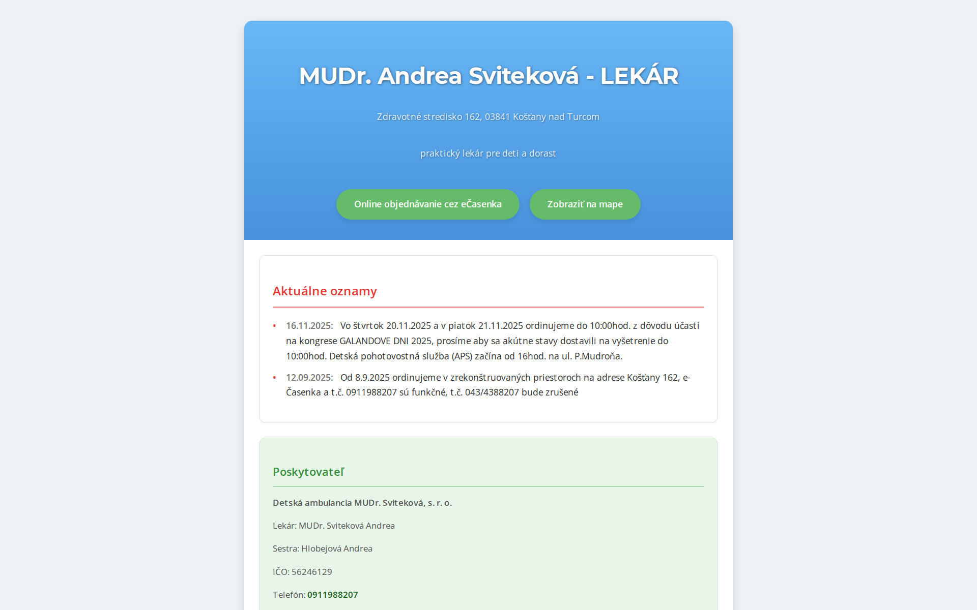 Náhľad webu pediaterkostany.sk