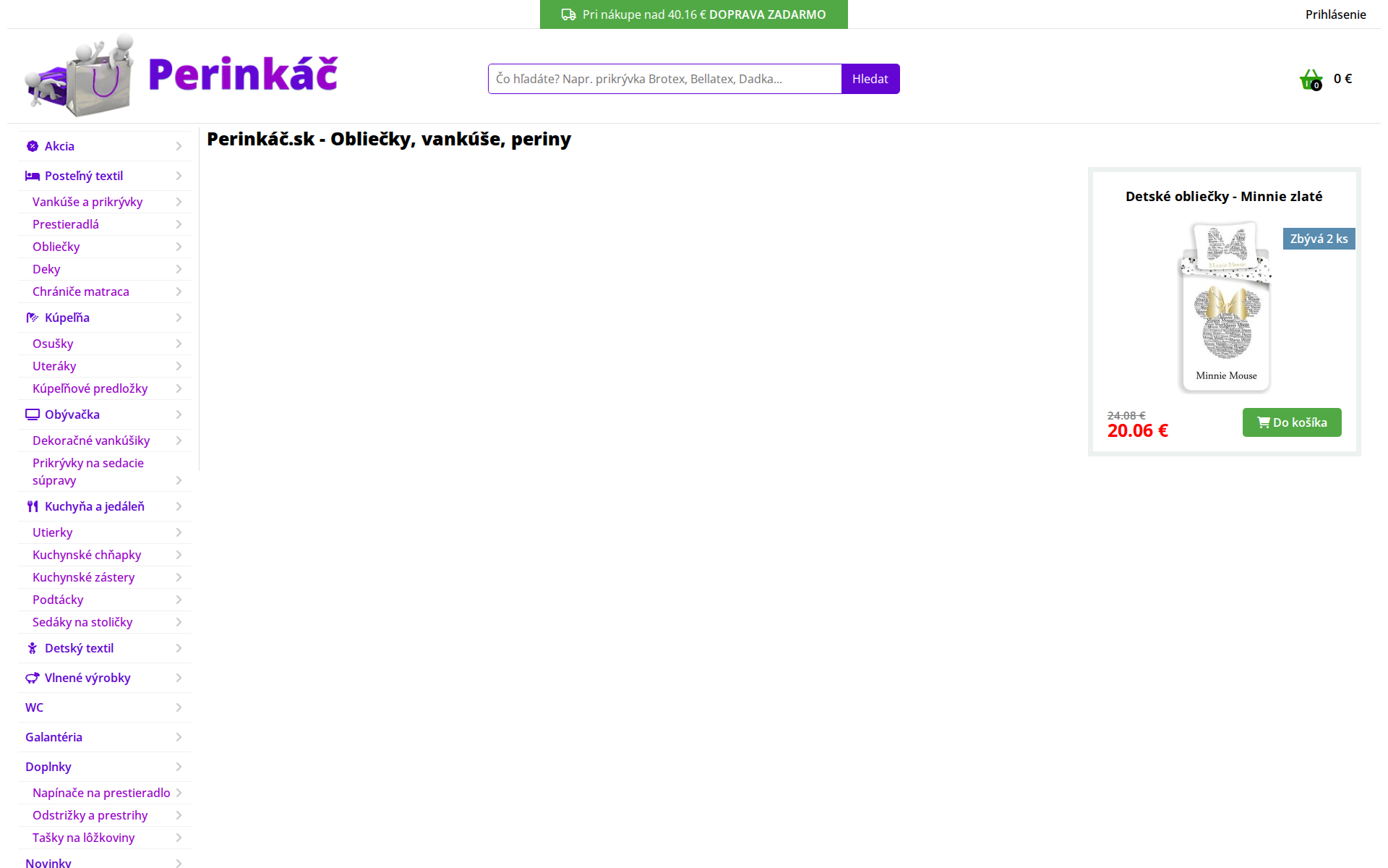 Náhľad webu perinkac.sk