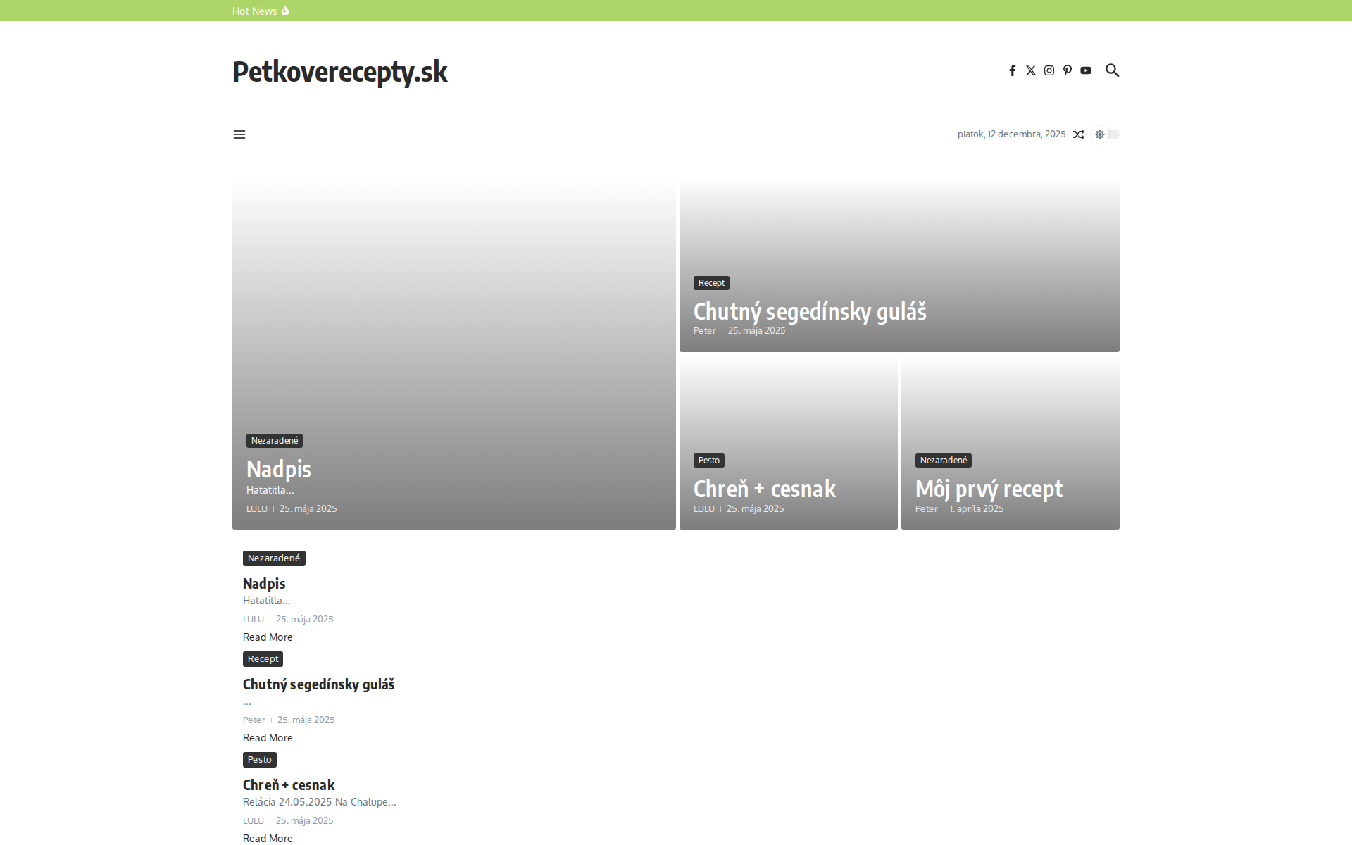 Náhľad webu petkoverecepty.sk