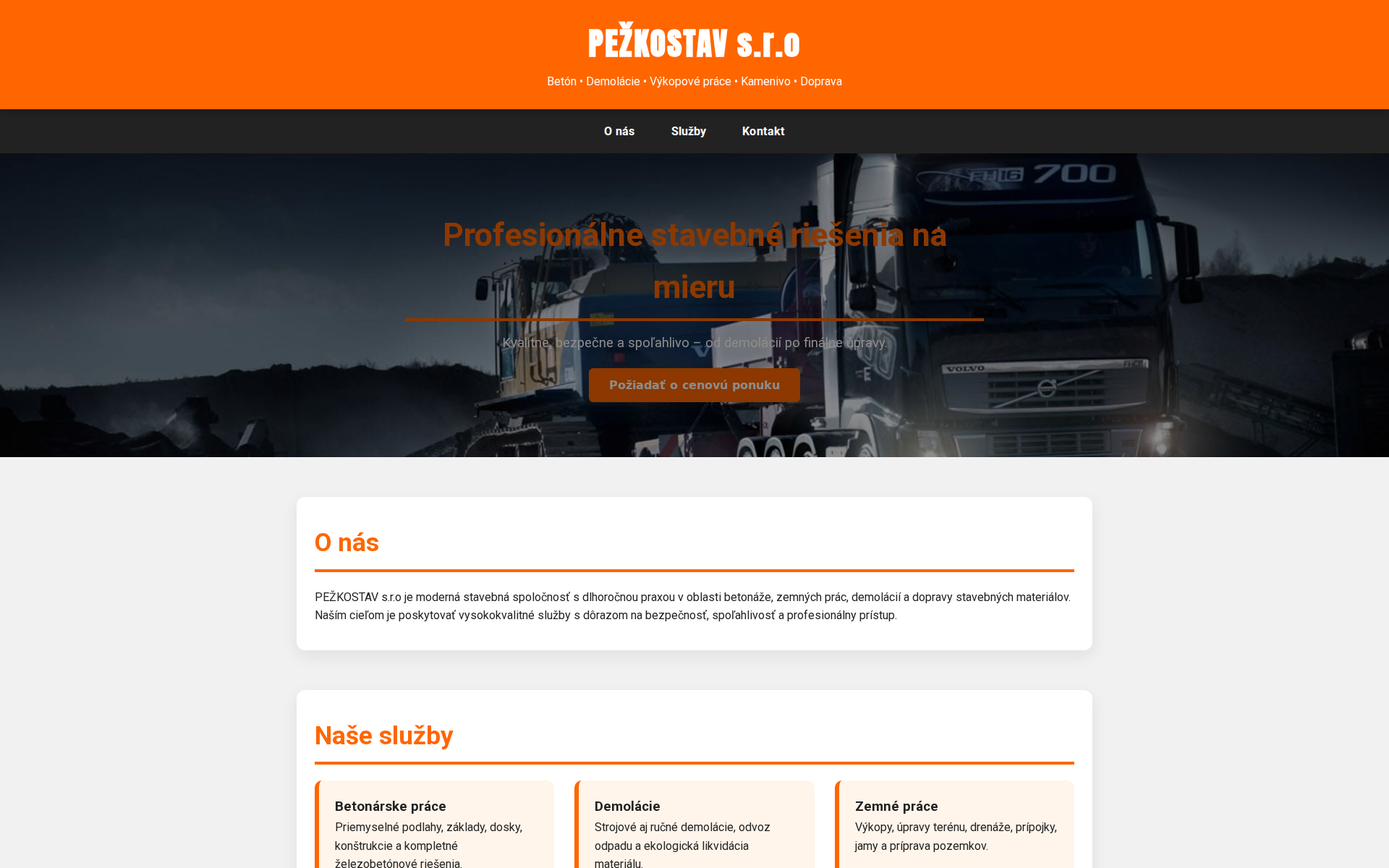 Náhľad webu pezkostav.sk