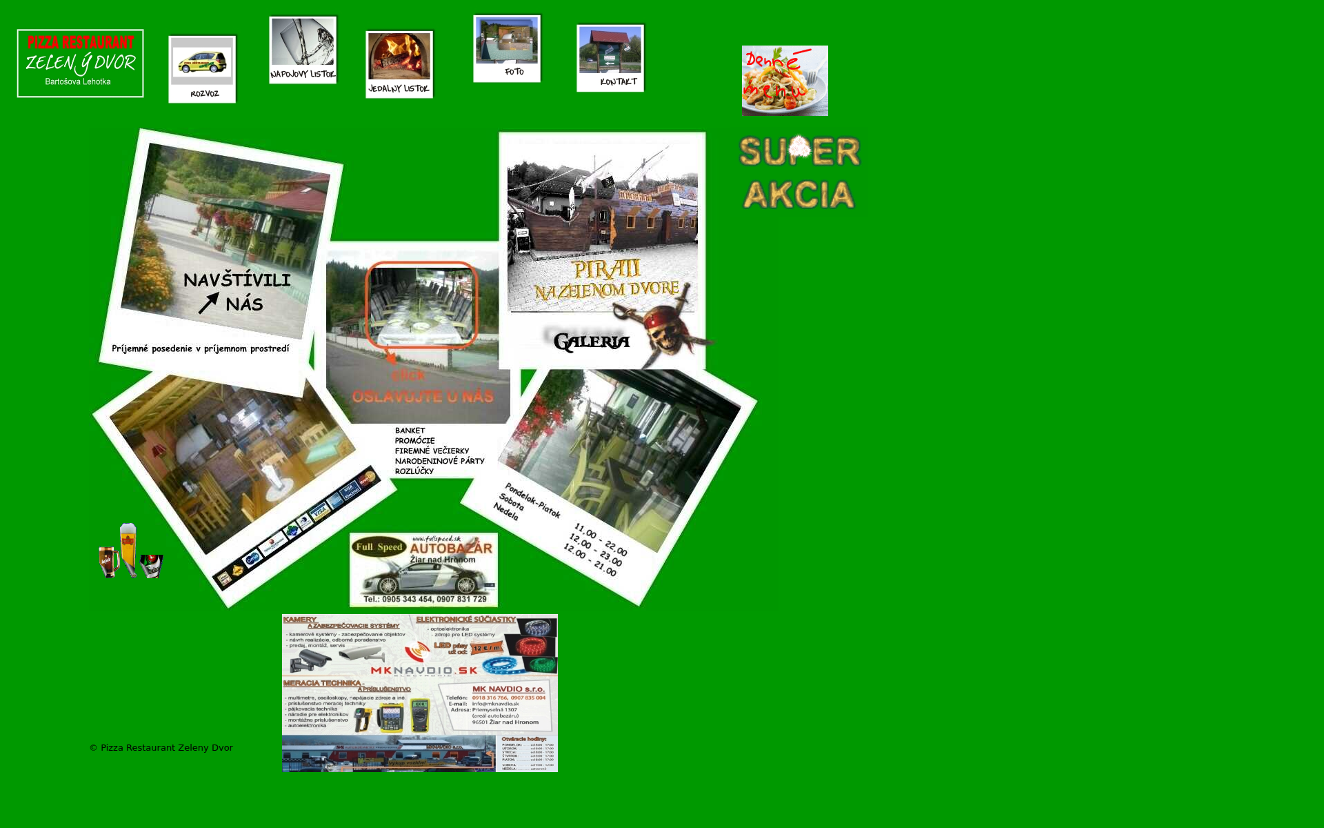Náhľad webu pizzarestaurantzelenydvor.sk