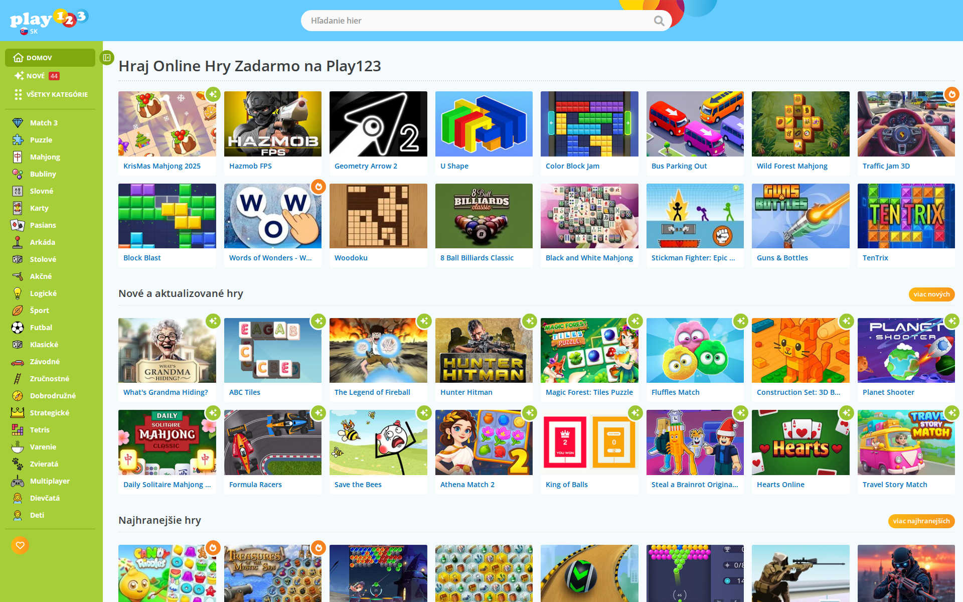 Náhľad webu play123.sk