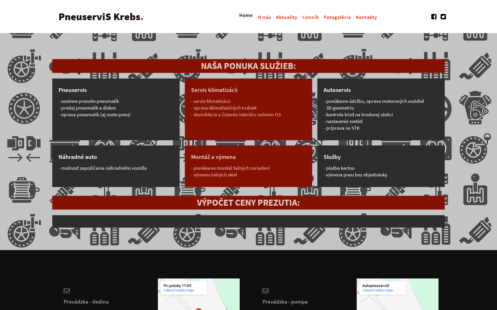 Náhľad webu pneuserviskrebs.sk