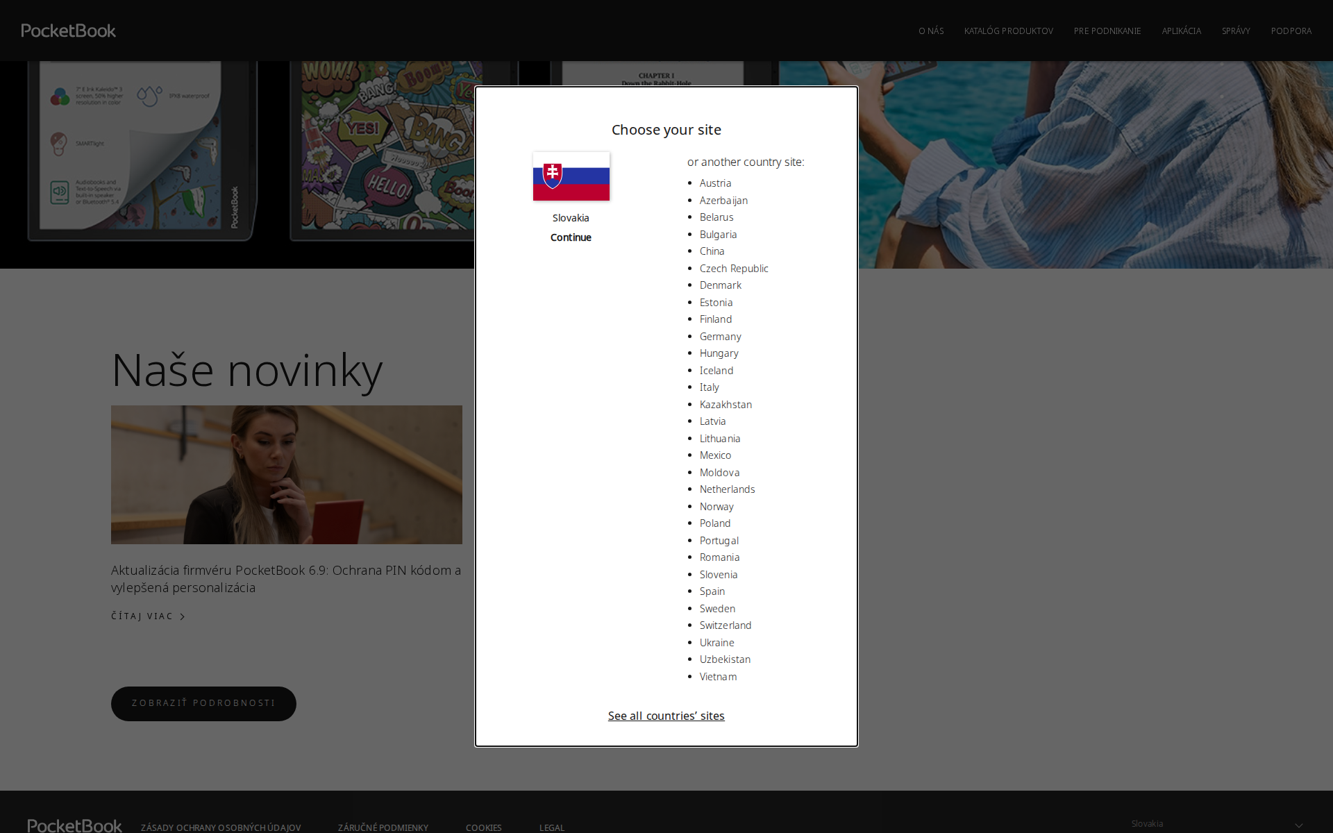 Náhľad webu pocketbook.sk