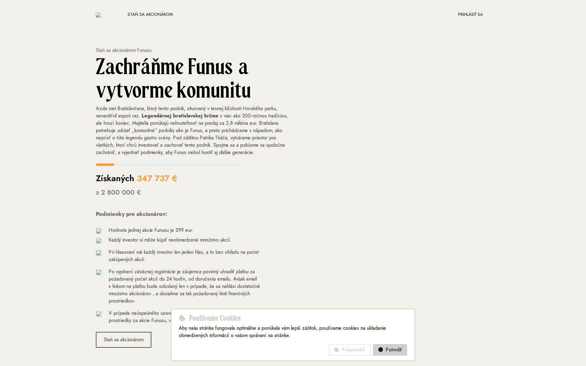 Náhľad webu podporfunus.sk