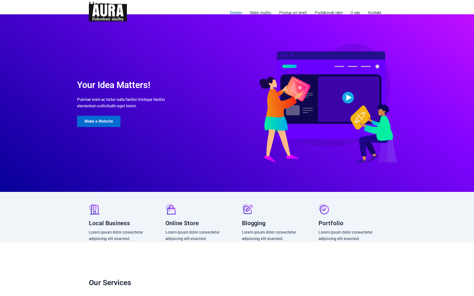 Náhľad webu pohrebnesluzbyaura.sk