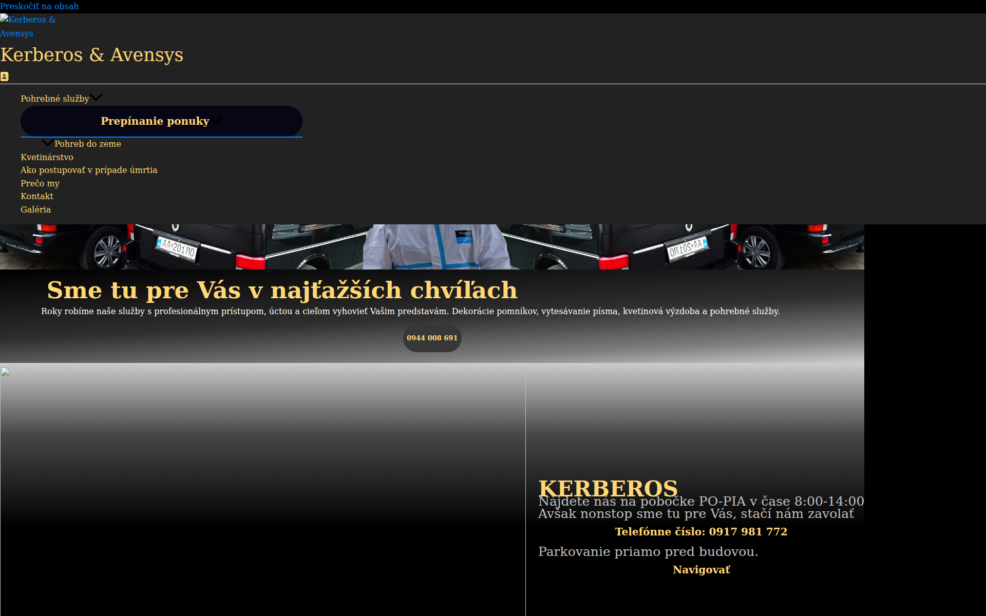 Náhľad webu pohrebnesluzbynitra.sk