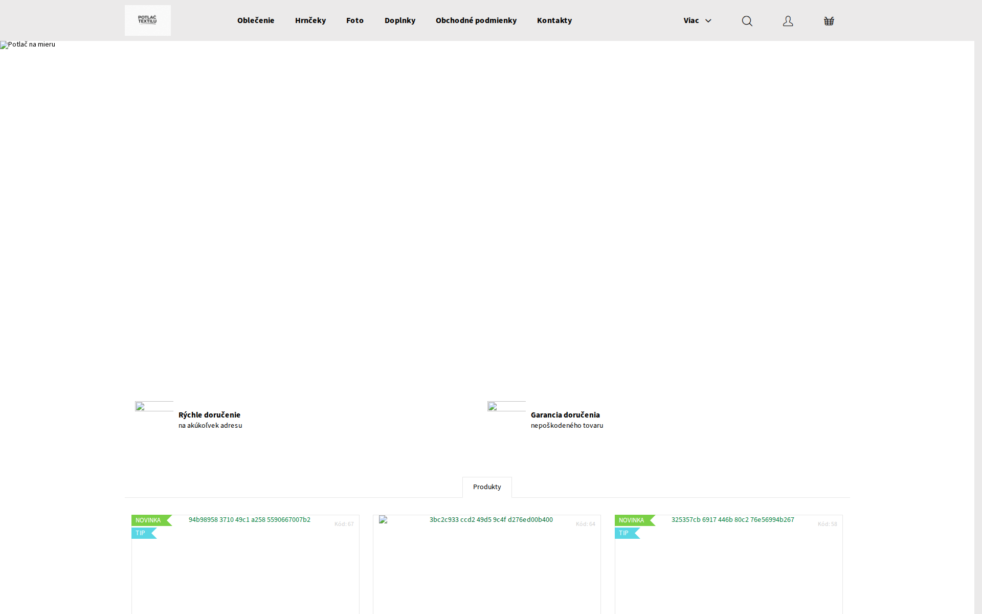 Náhľad webu potlactextilukn.sk