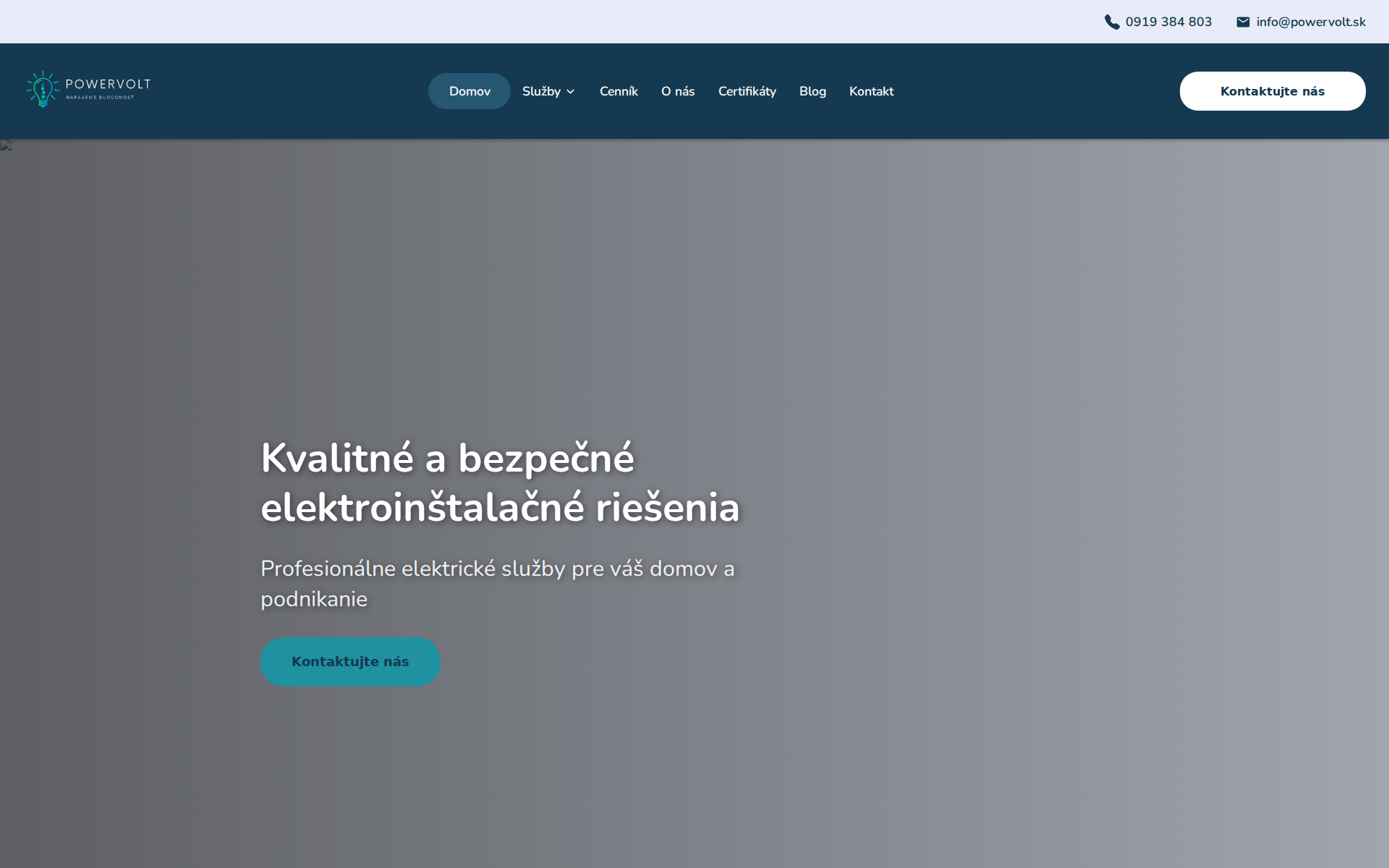 Náhľad webu powervolt.sk