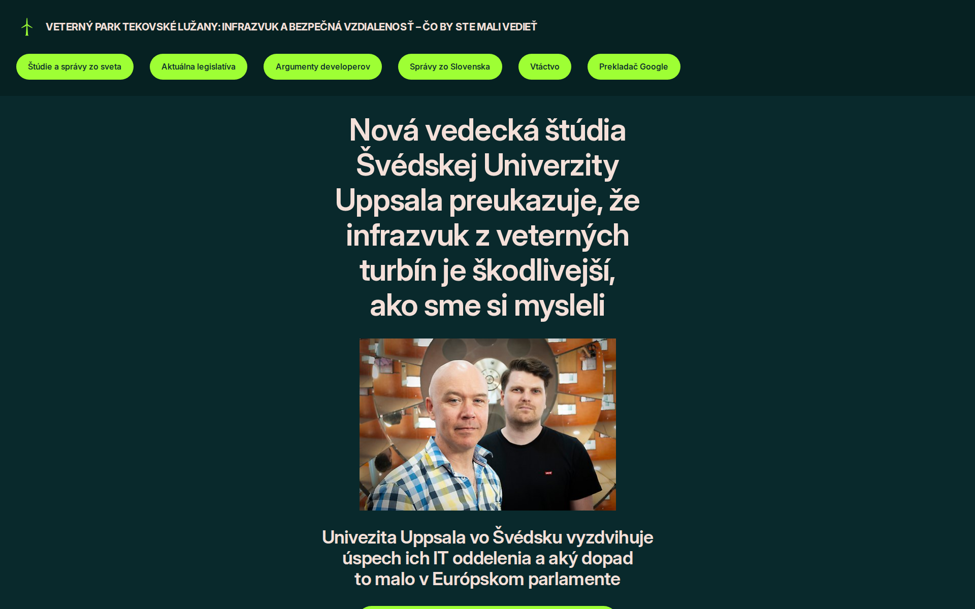 Náhľad webu pravdaoveternychparkoch.sk