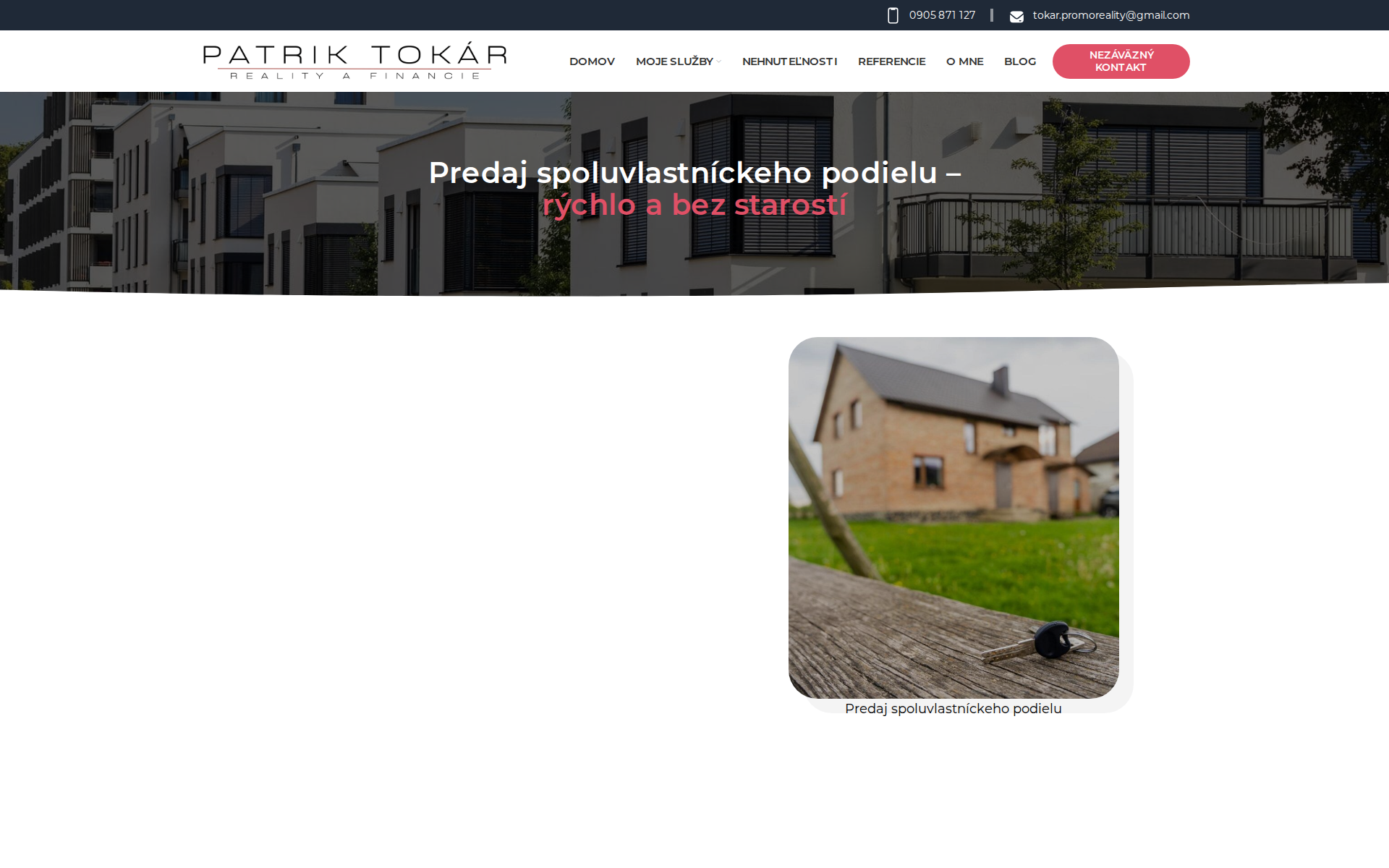 Náhľad webu predajspoluvlastnickehopodielu.sk