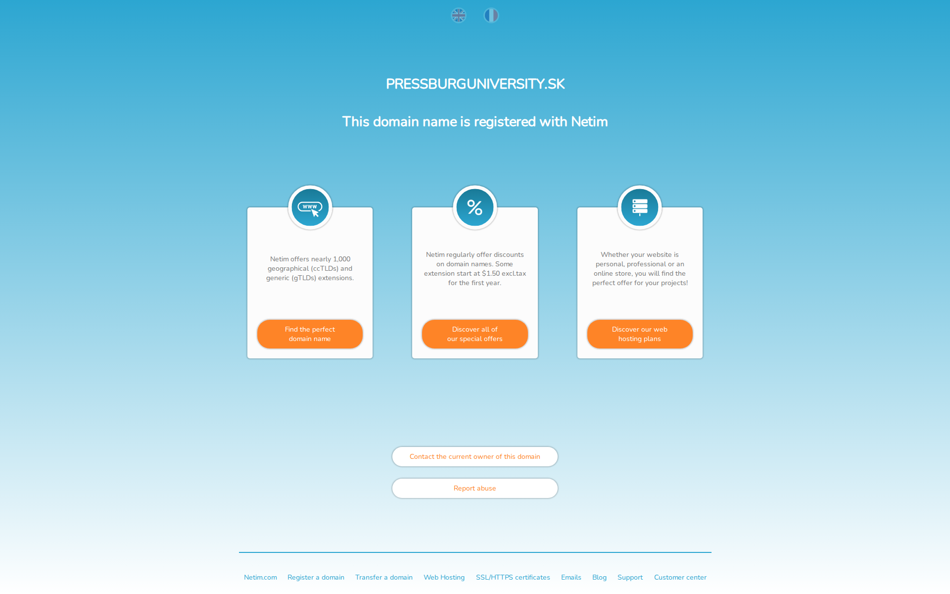 Náhľad webu pressburguniversity.sk