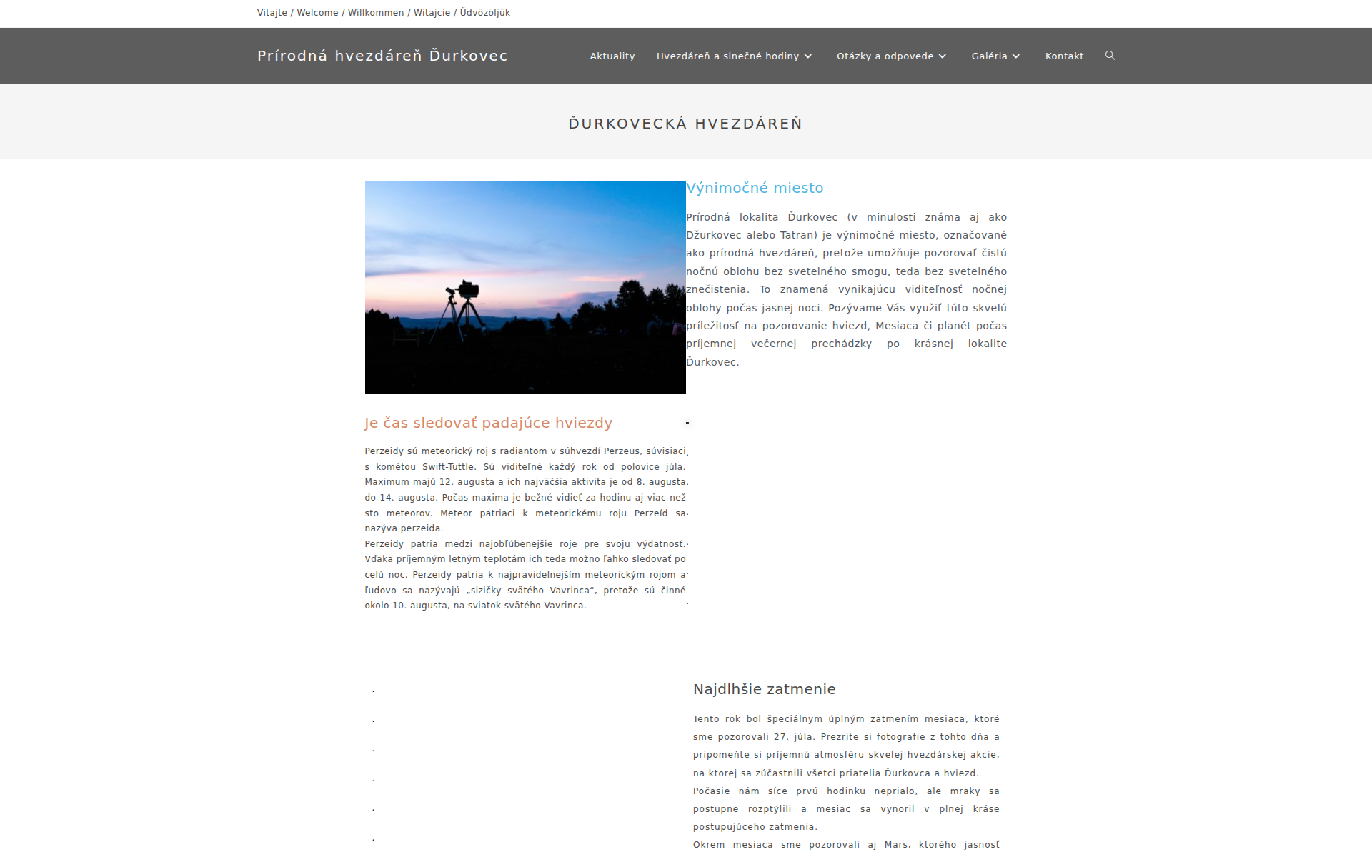 Náhľad webu prirodnahvezdaren.sk