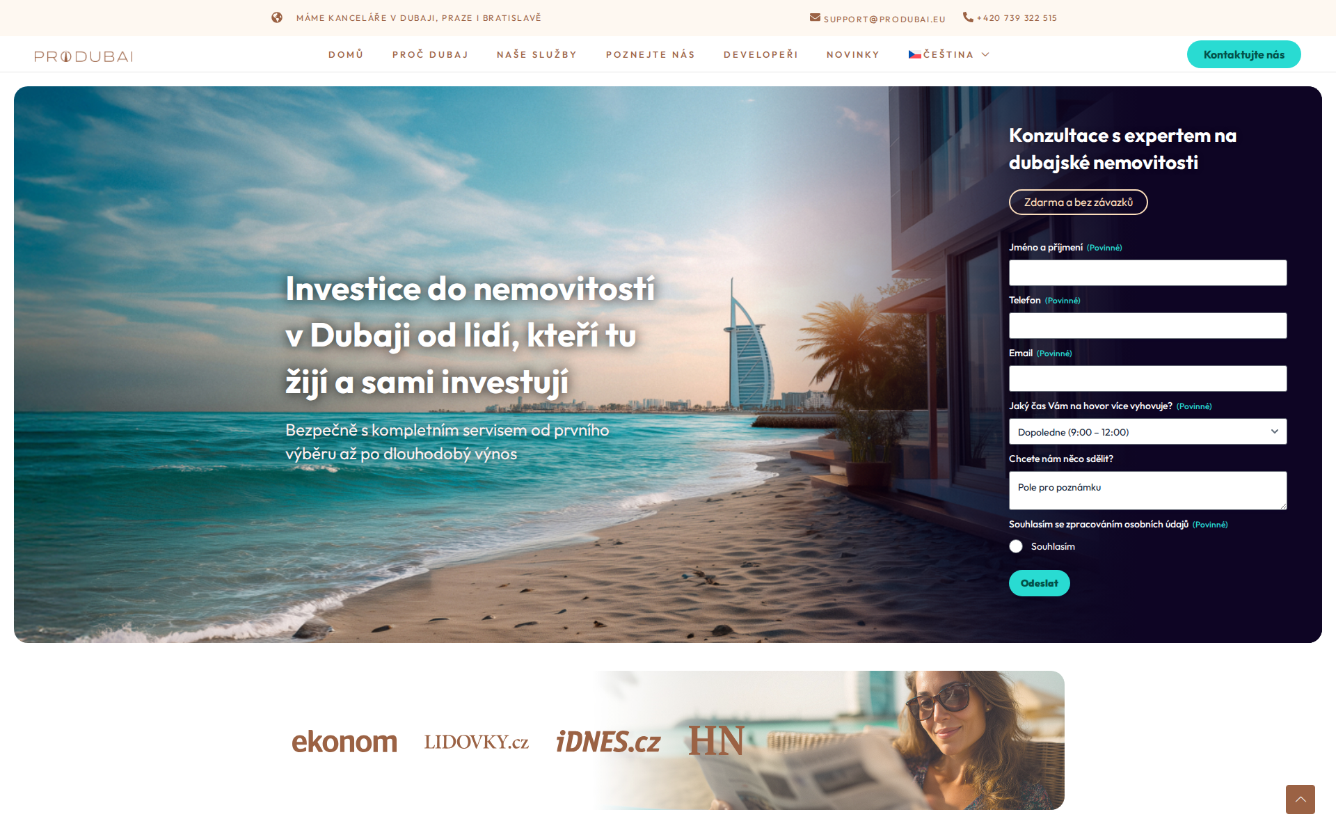 Náhľad webu produbai.sk