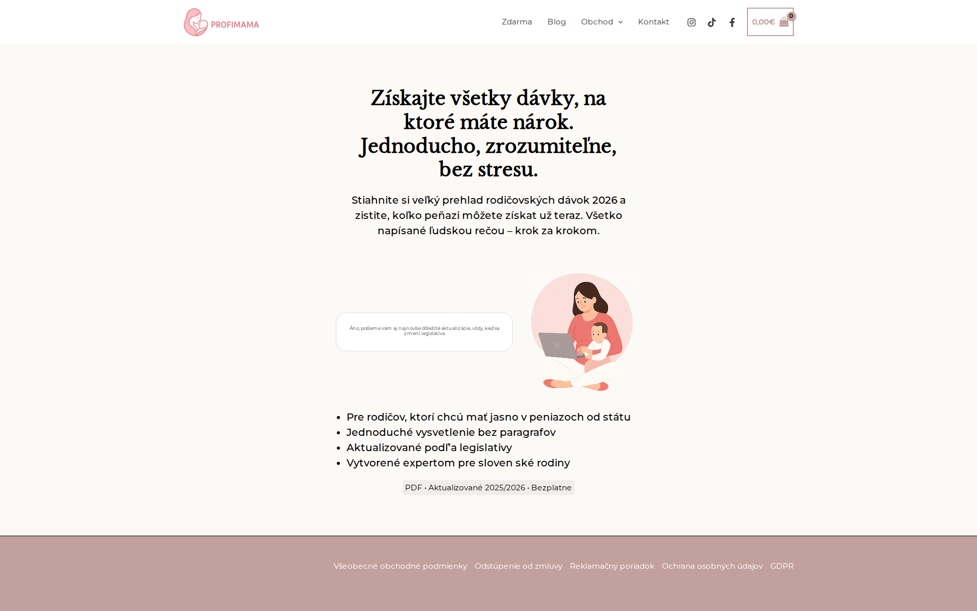 Náhľad webu profimama.sk