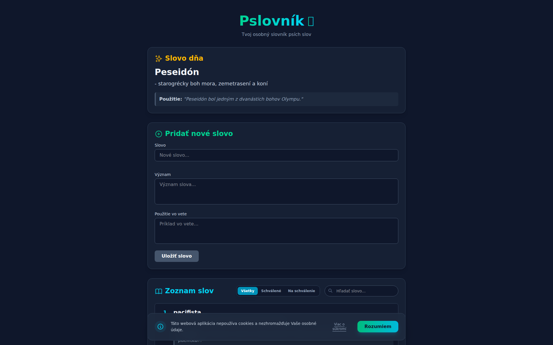 Náhľad webu pslovnik.sk