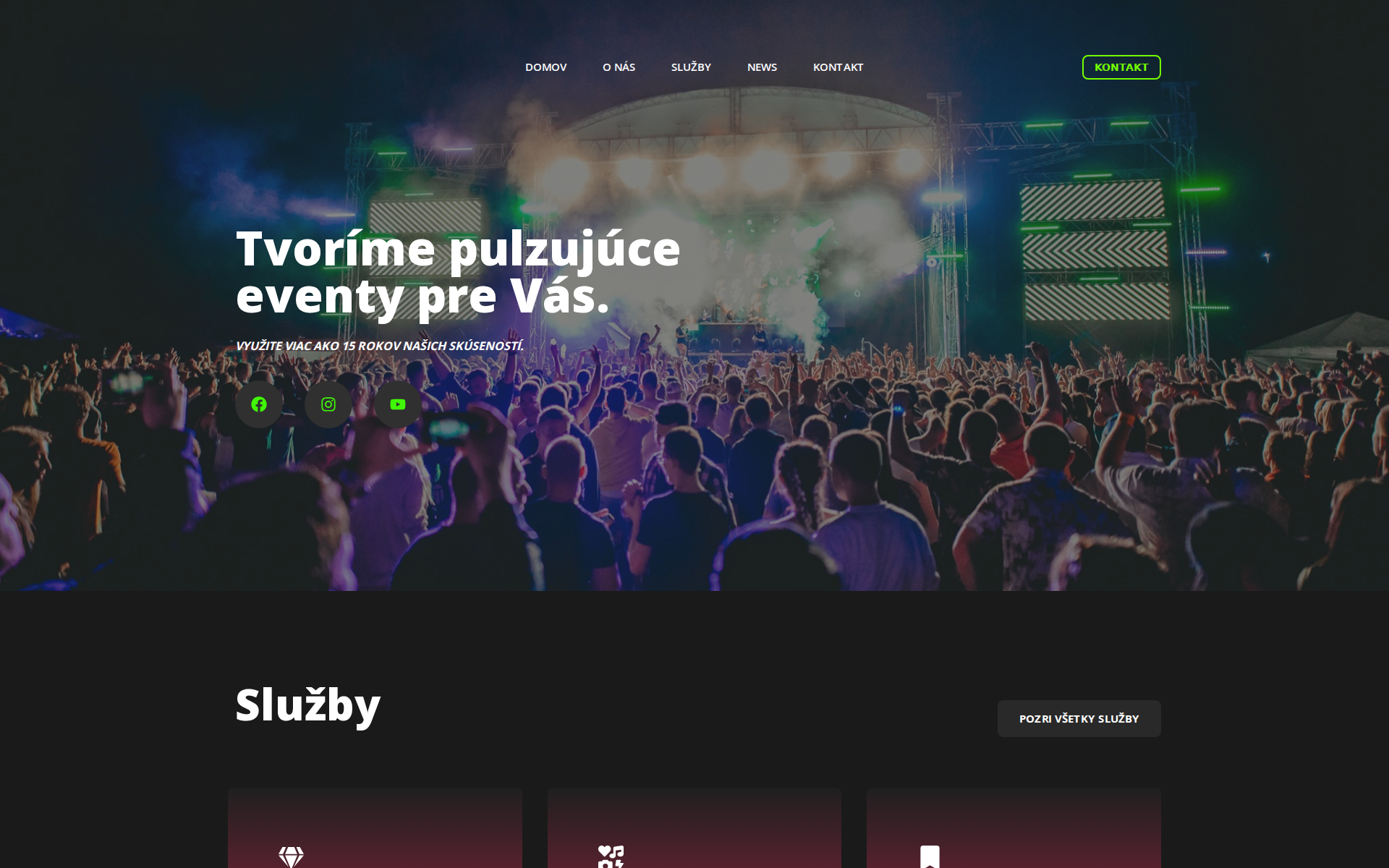 Náhľad webu pulseevents.sk