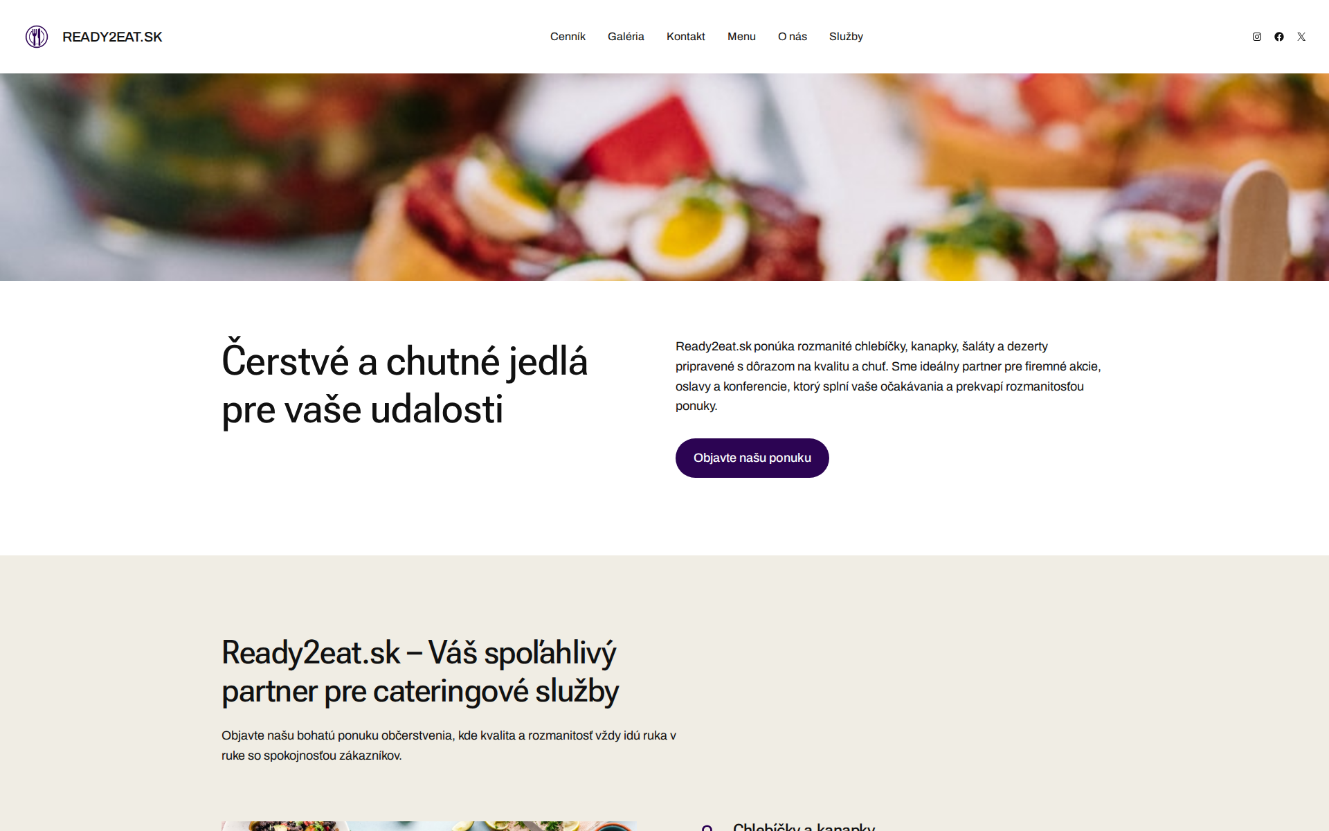 Náhľad webu ready2eat.sk