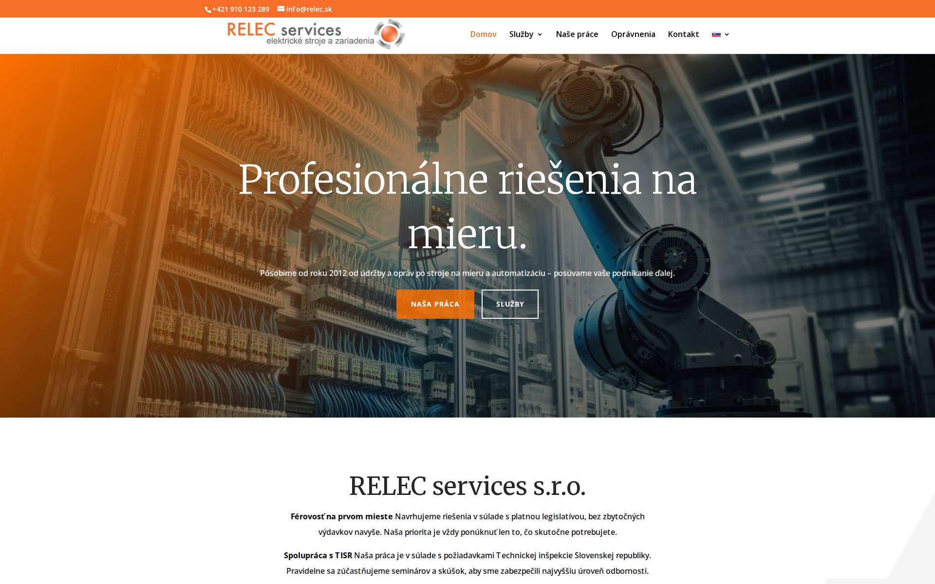 Náhľad webu relec.sk