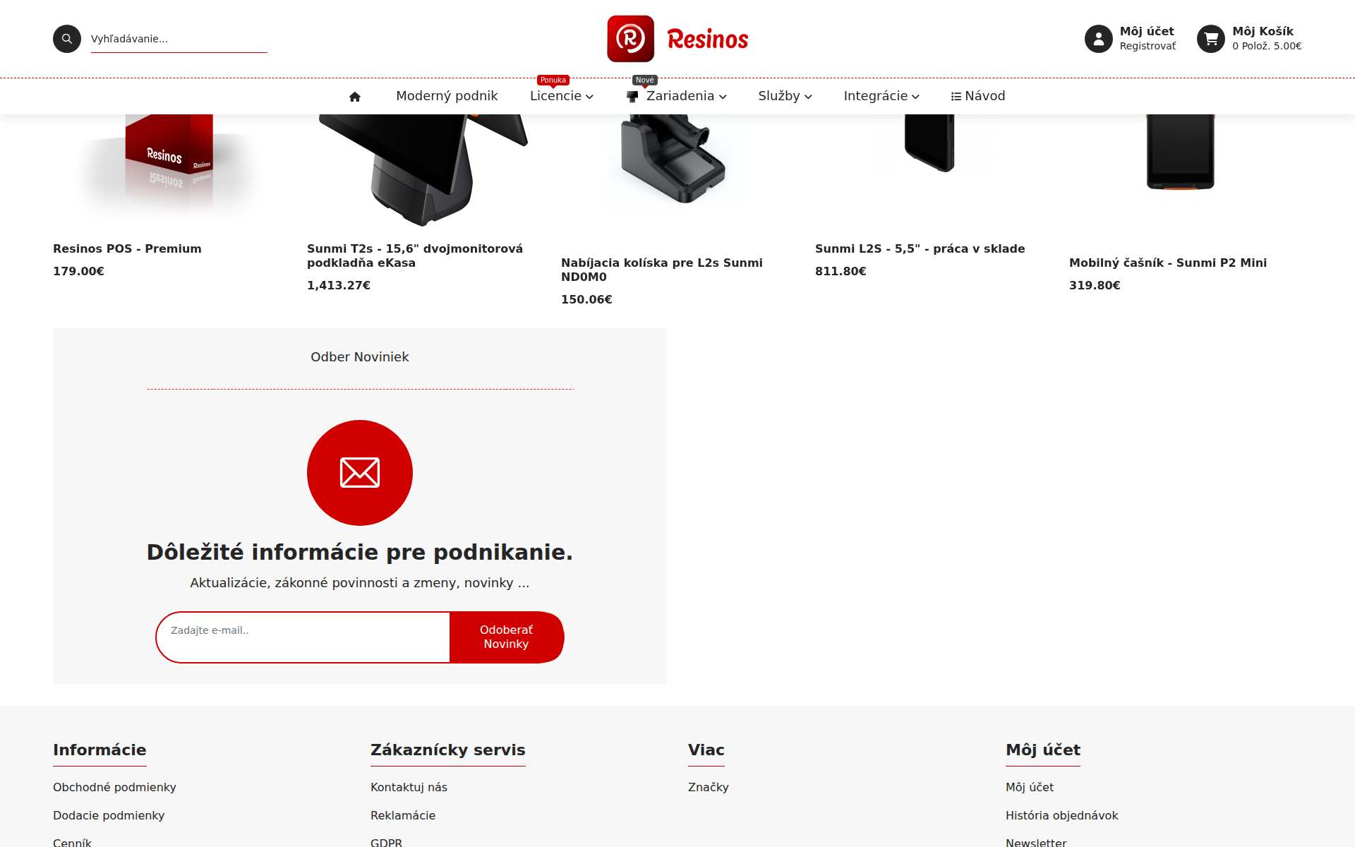 Náhľad webu resinos.sk