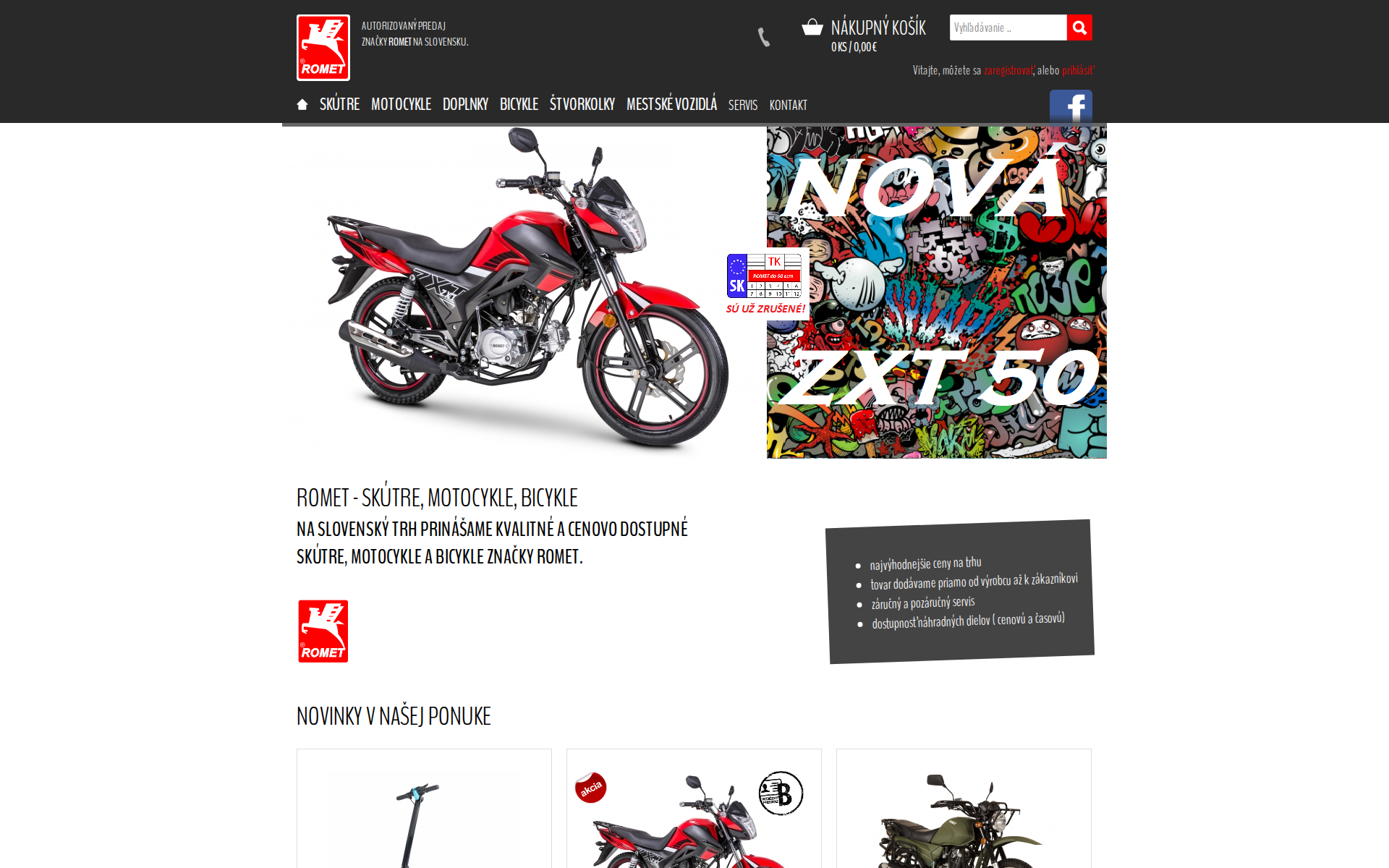 Náhľad webu romet.sk