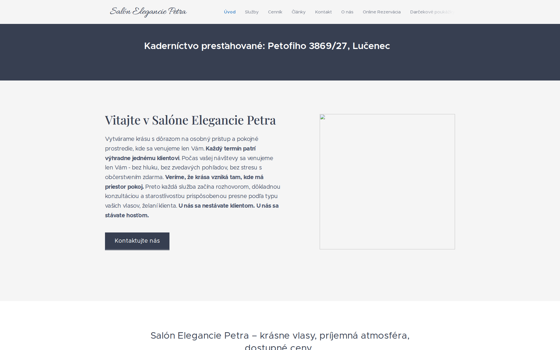 Náhľad webu saloneleganciepetra.sk