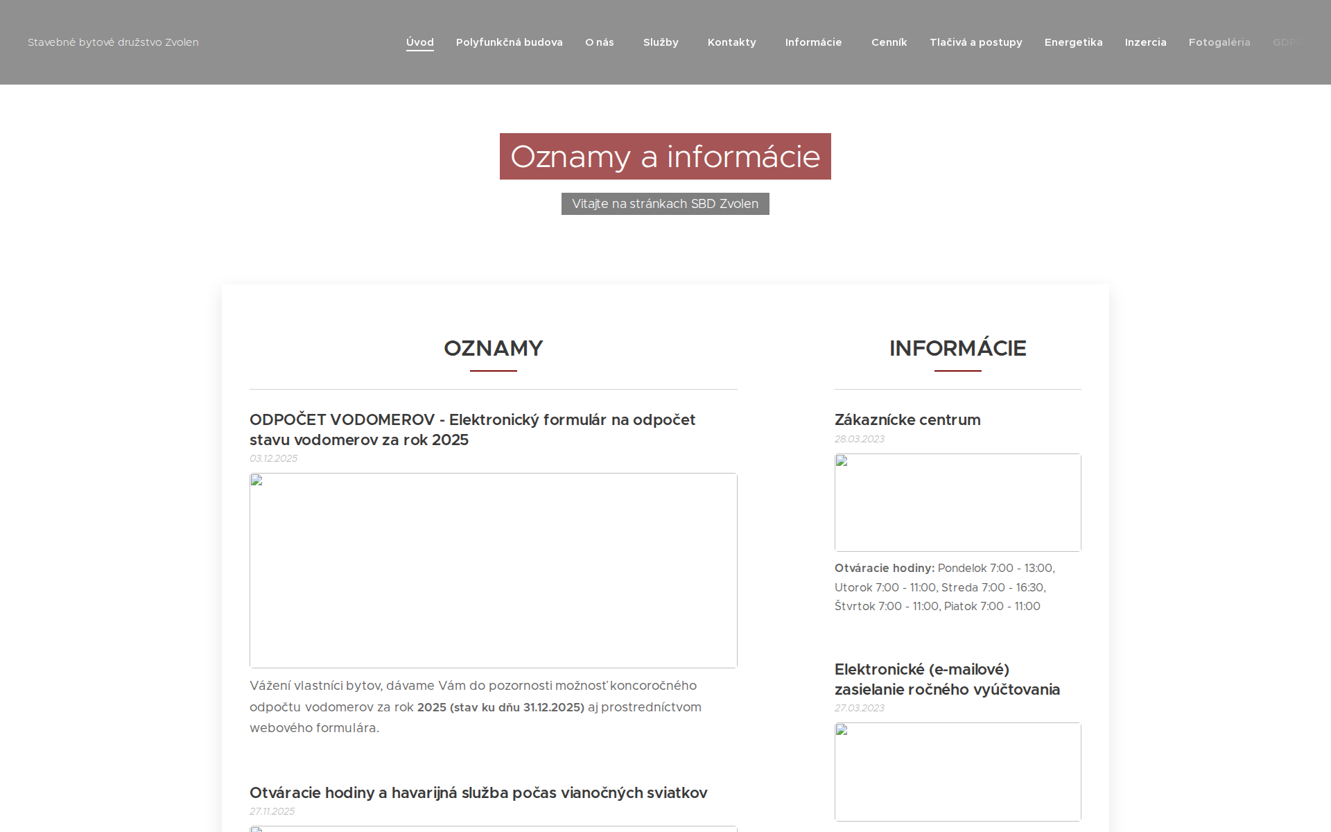 Náhľad webu sbdzv.sk