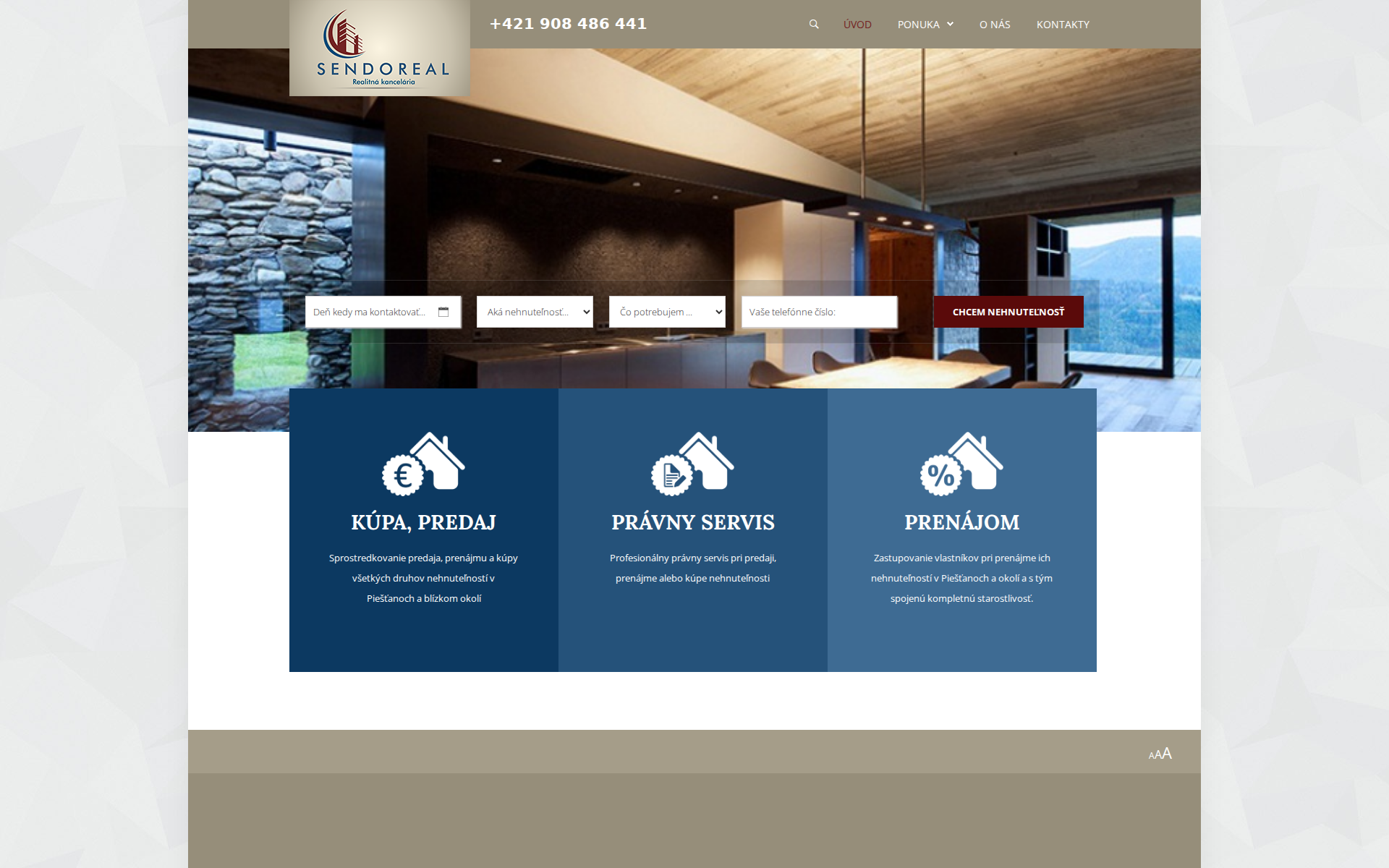 Náhľad webu sendoreal.sk