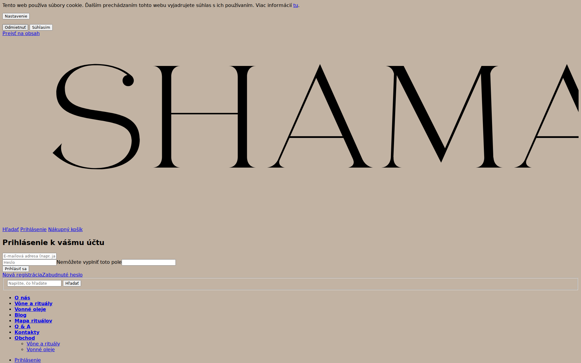 Náhľad webu shamans.sk