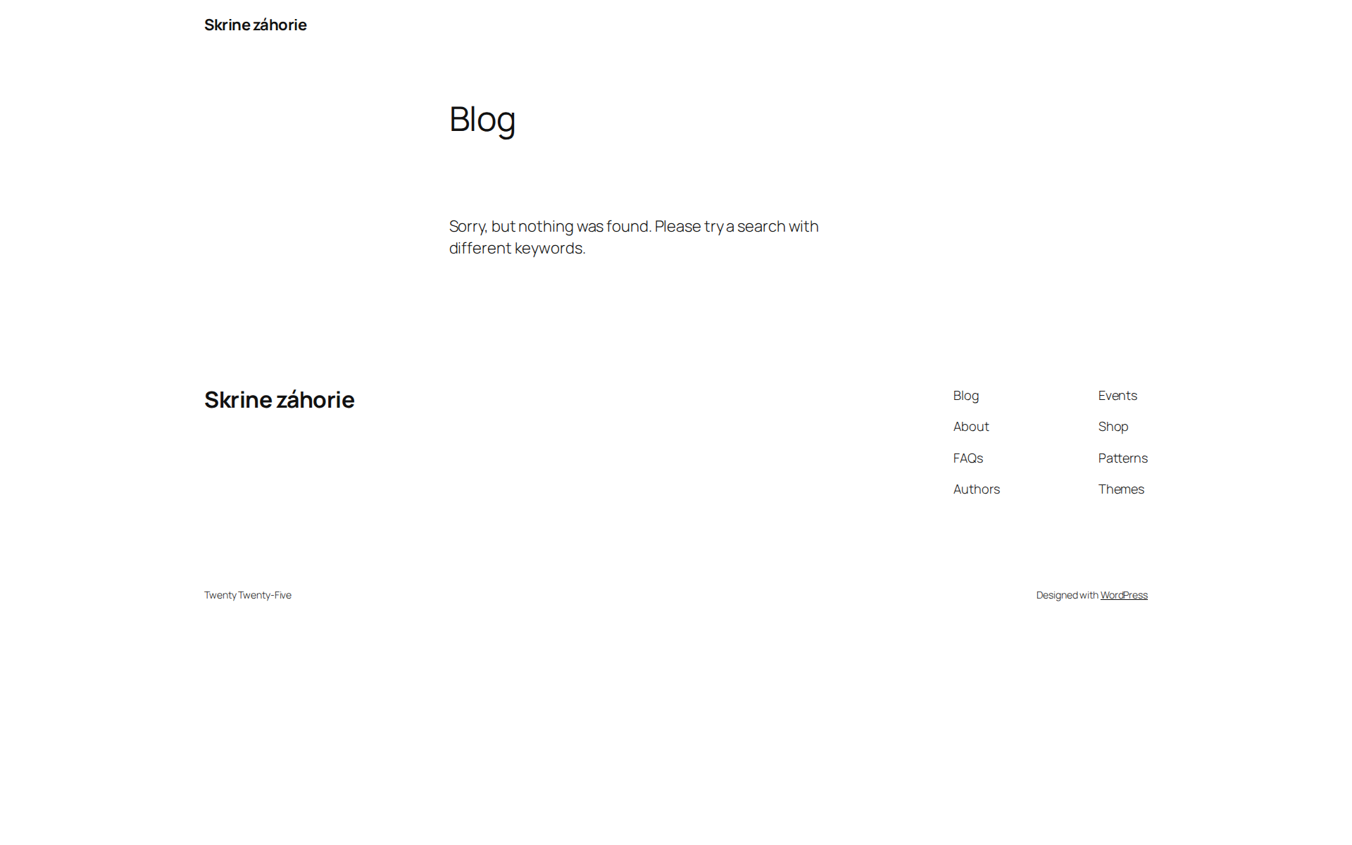 Náhľad webu skrinezahorie.sk