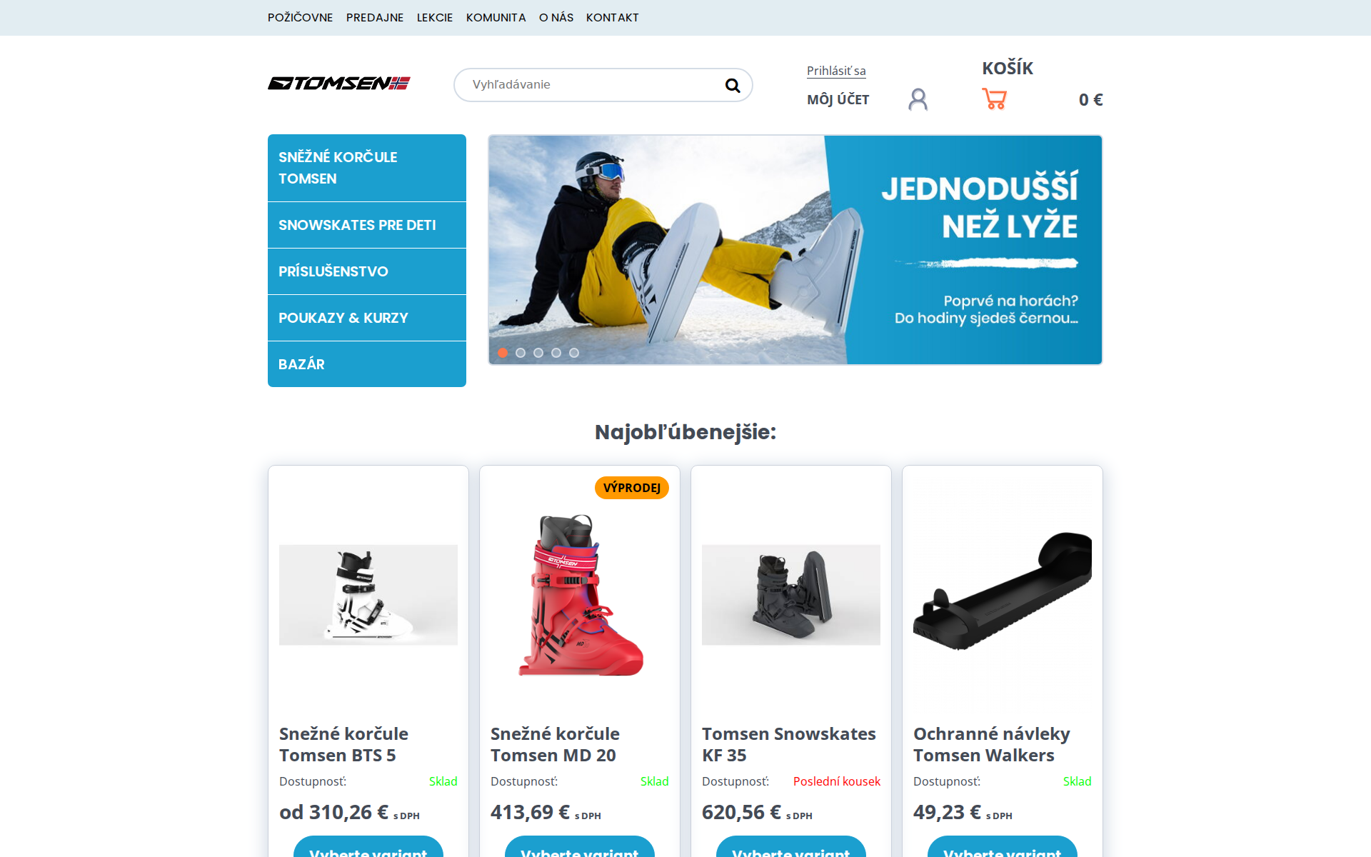 Náhľad webu sneznekorcule.sk