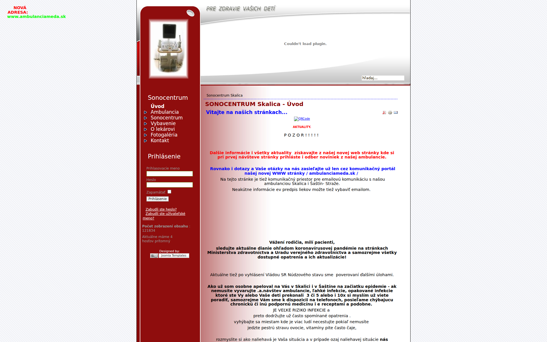 Náhľad webu sonocentrum.sk