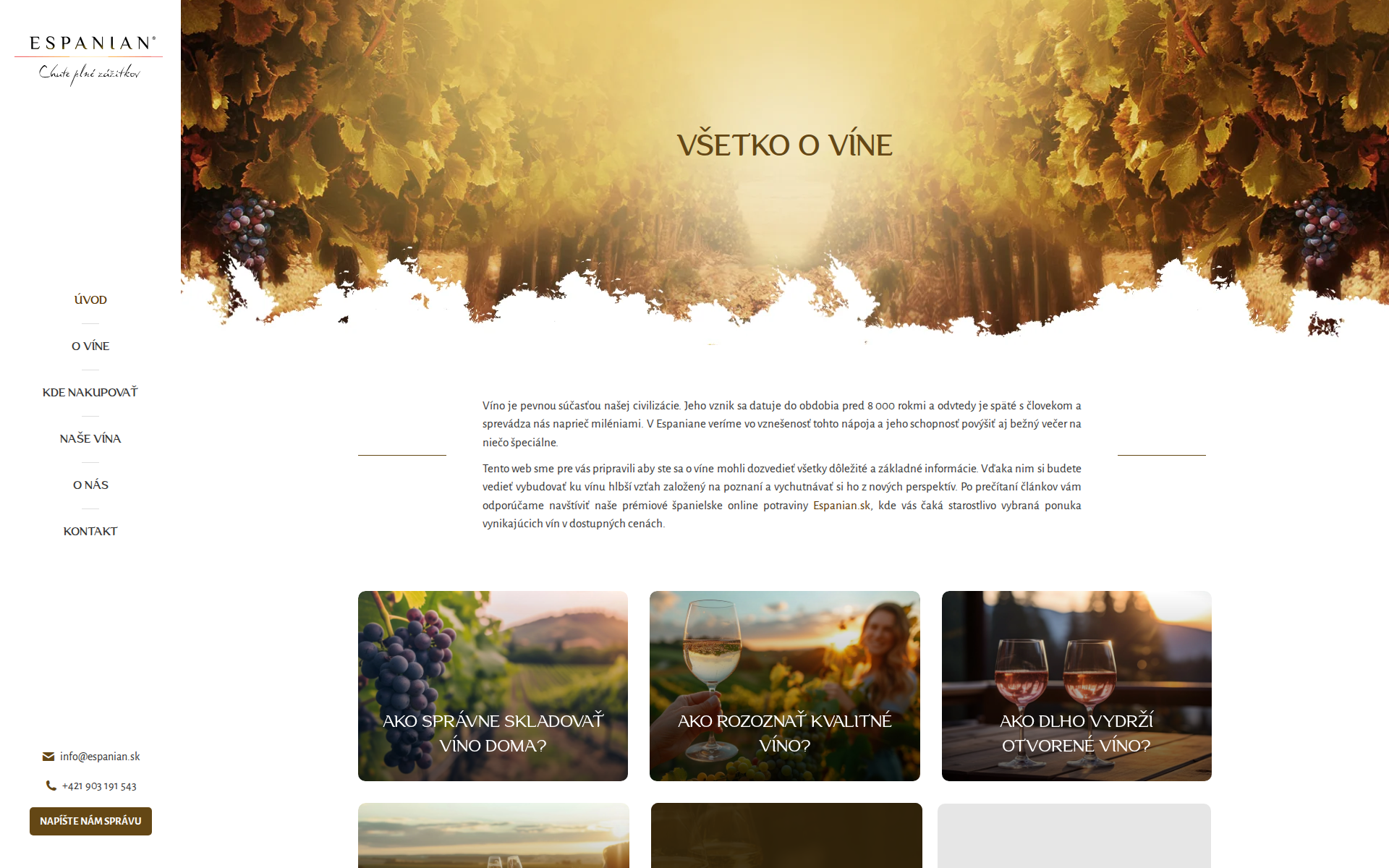 Náhľad webu spanielskevina.sk