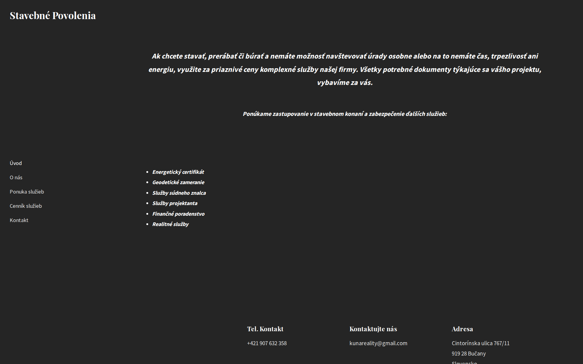 Náhľad webu stavebnepovoleniatt.sk