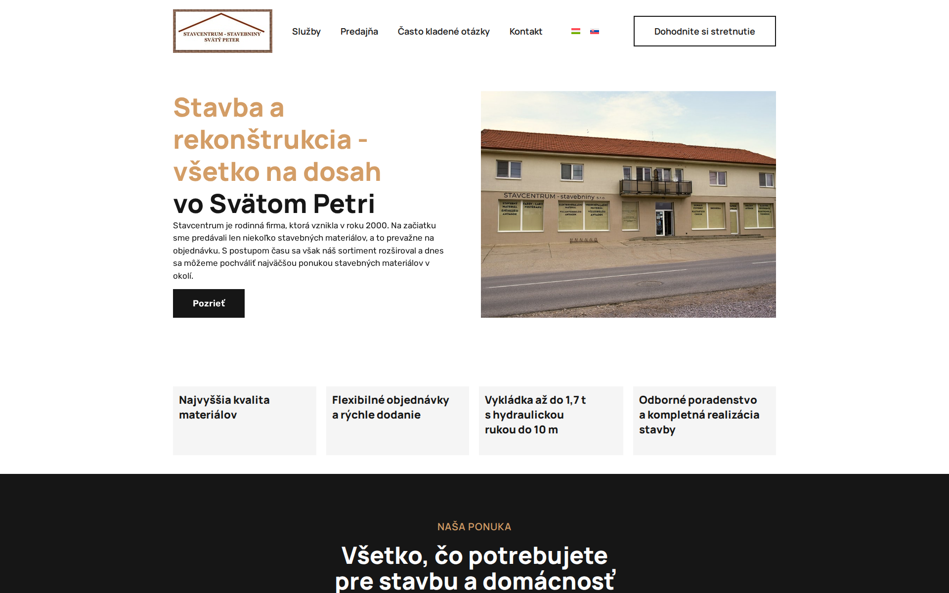 Náhľad webu stavebninysvatypeter.sk