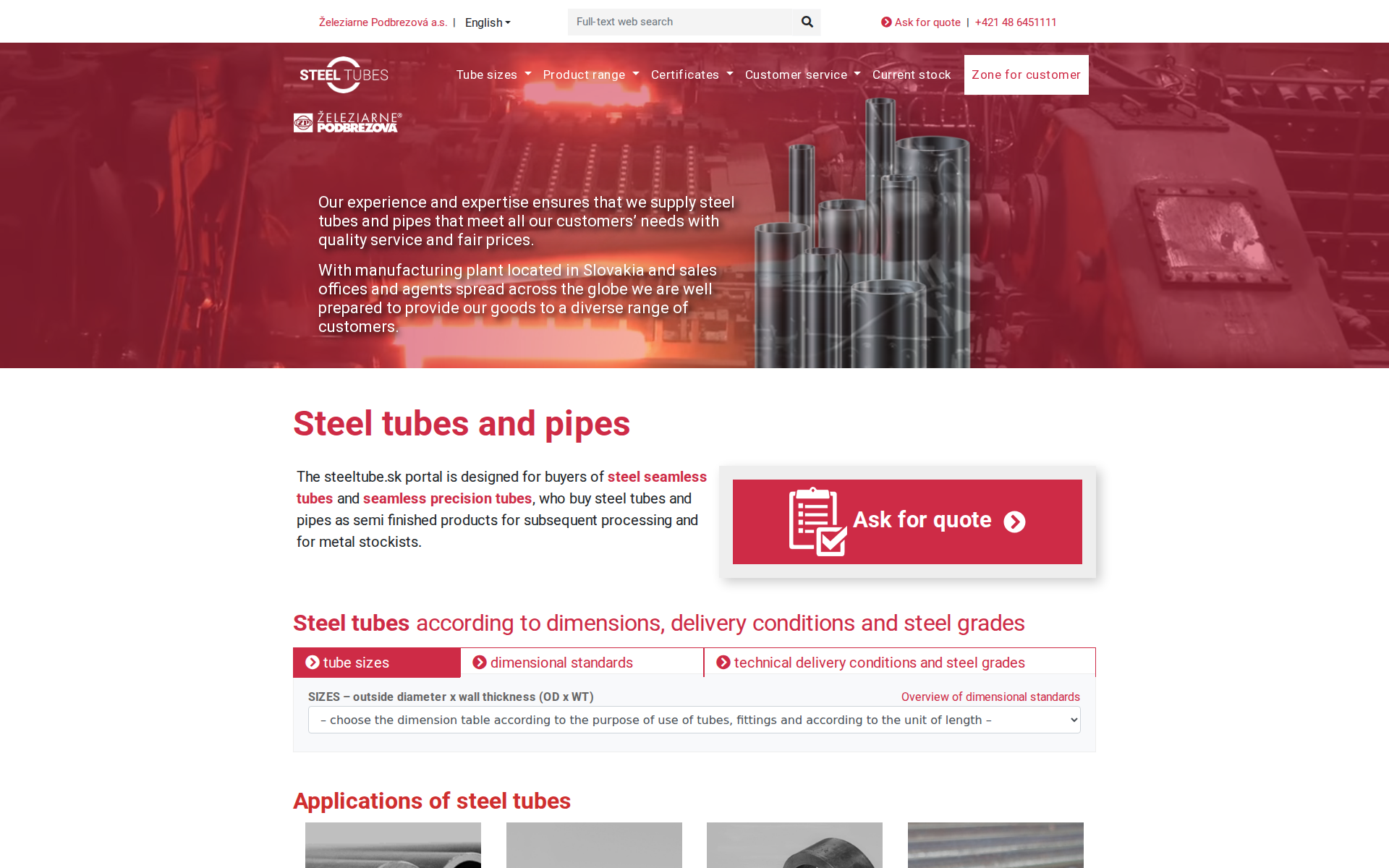 Náhľad webu steeltubes.sk