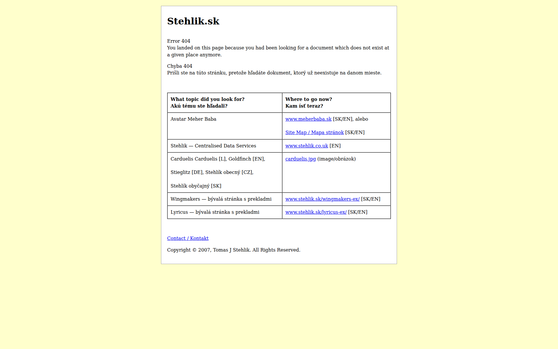 Náhľad webu stehlik.sk