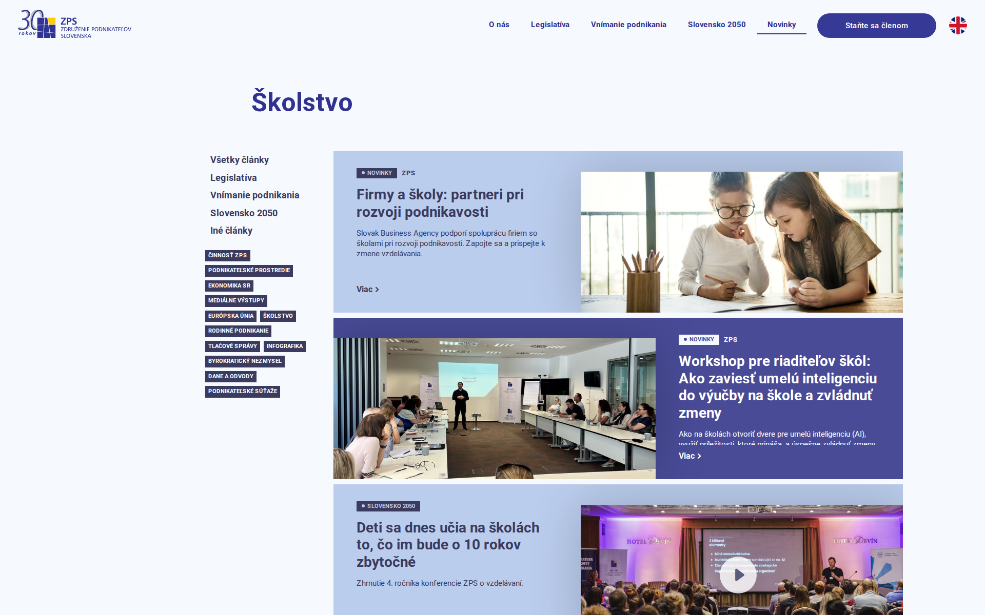 Náhľad webu svetvzdelavania.sk