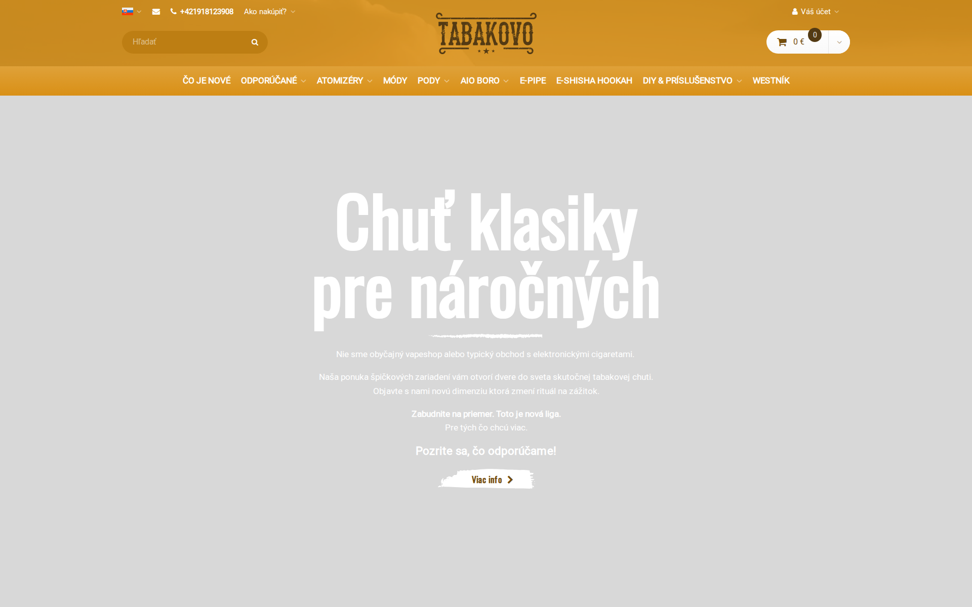 Náhľad webu tabakovo.sk