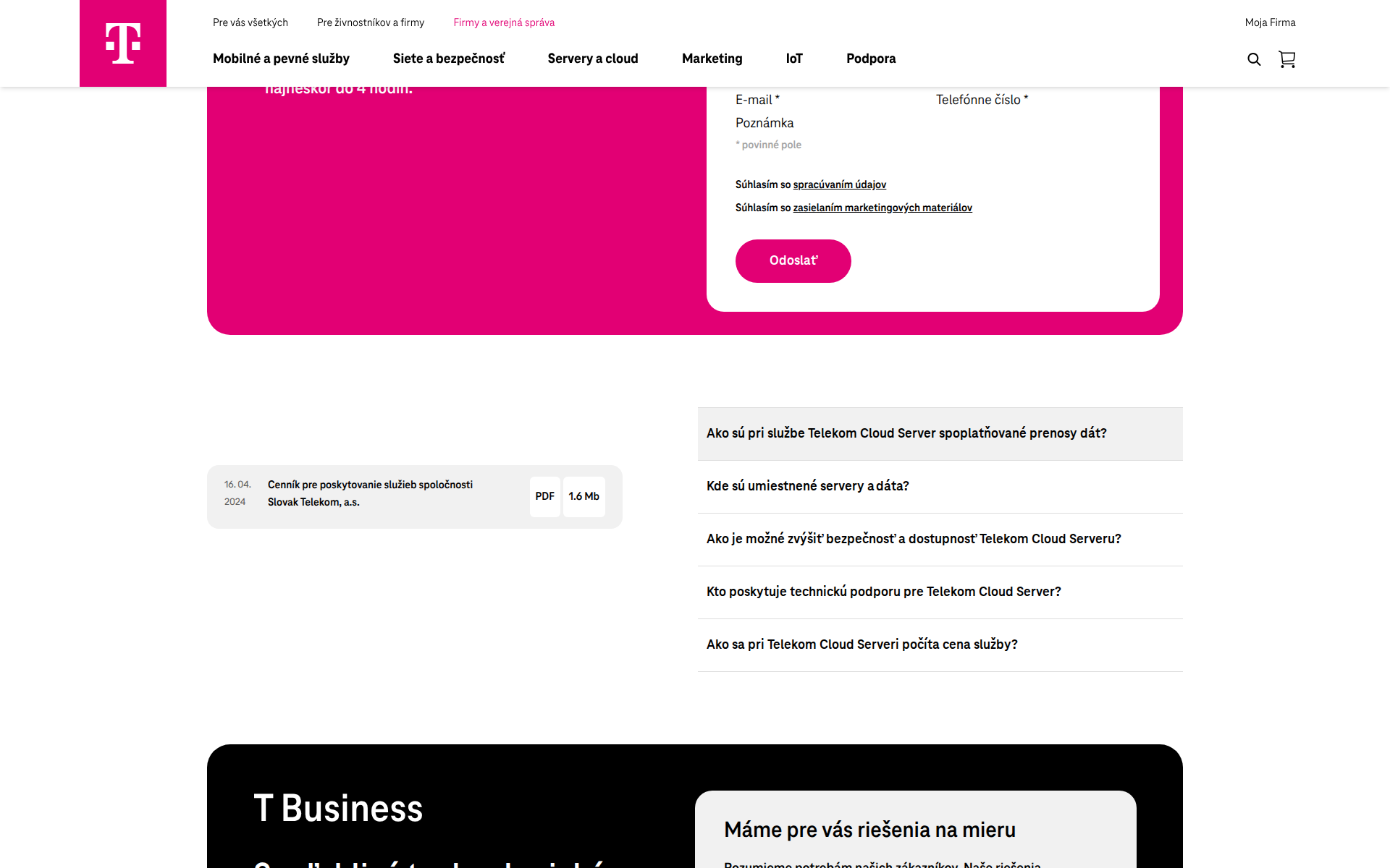 Náhľad webu telecomcloud.sk