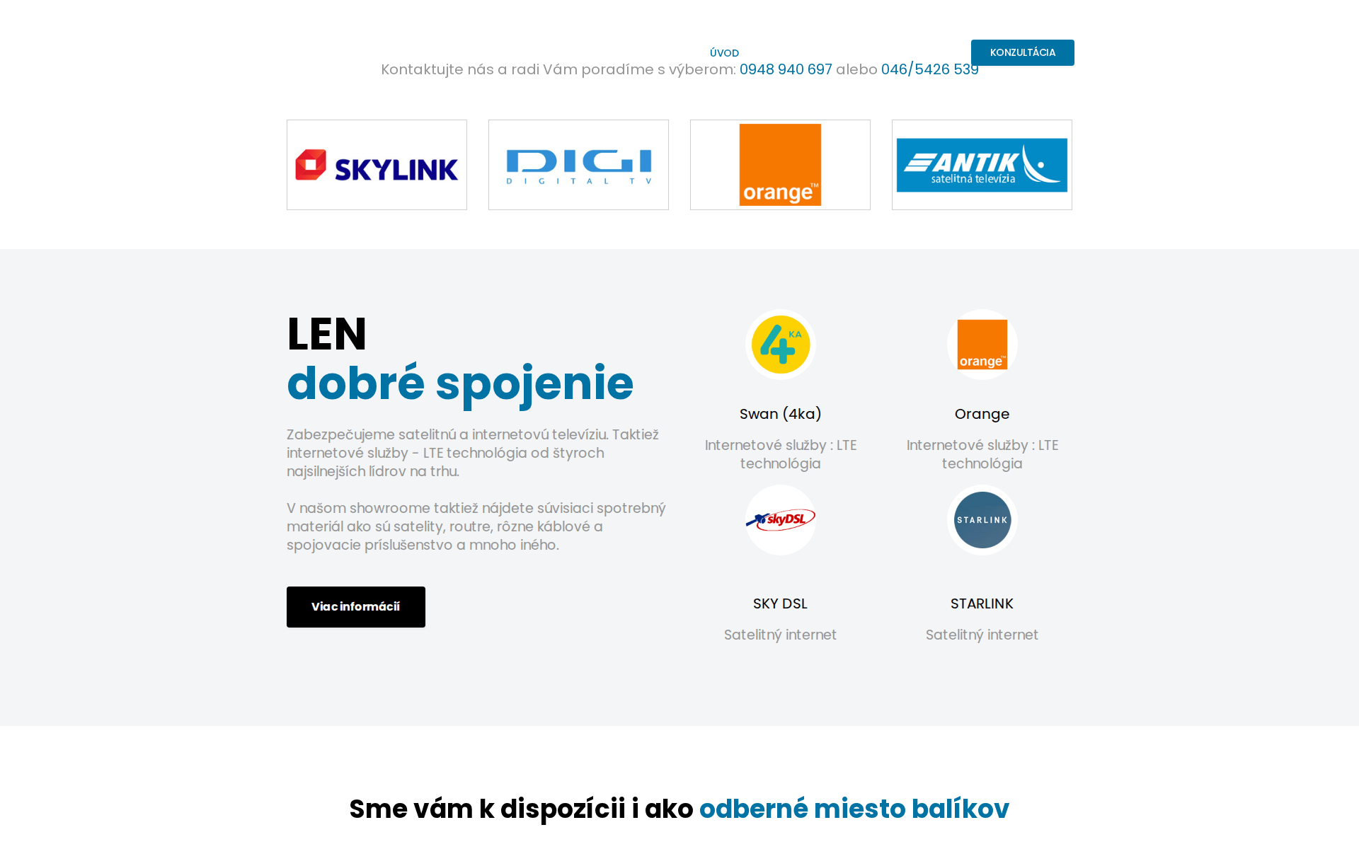 Náhľad webu telsat.sk