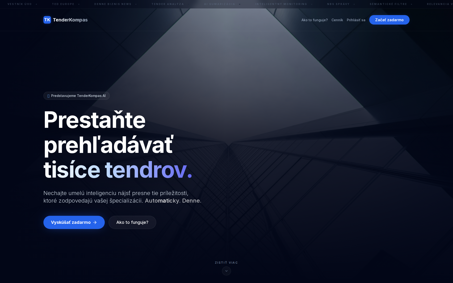 Náhľad webu tenderkompas.sk