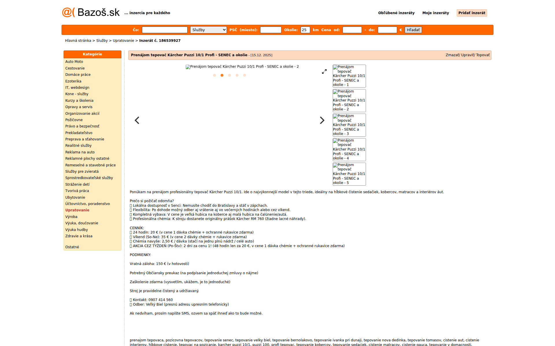 Náhľad webu tepovacsenec.sk