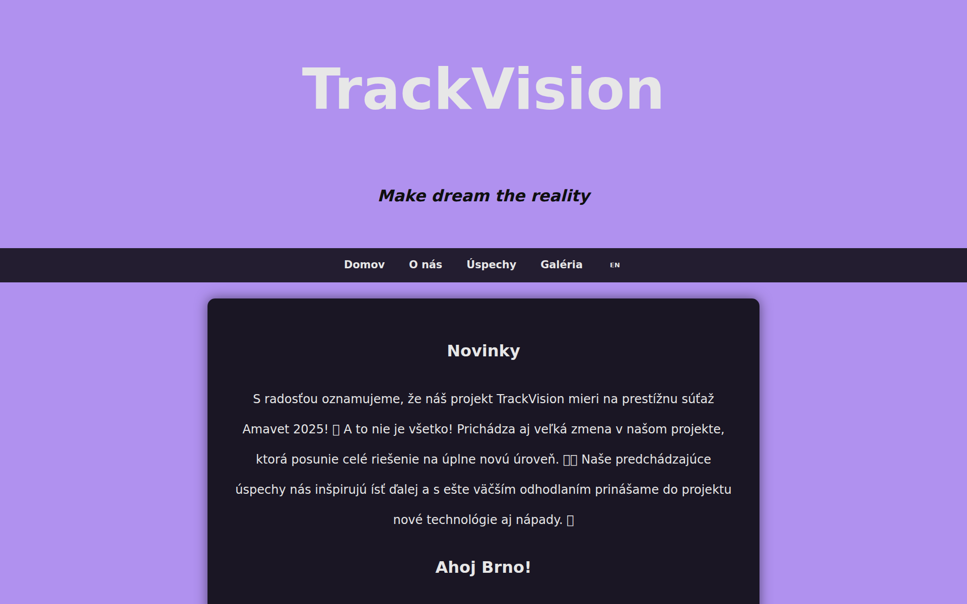 Náhľad webu trackvision.sk
